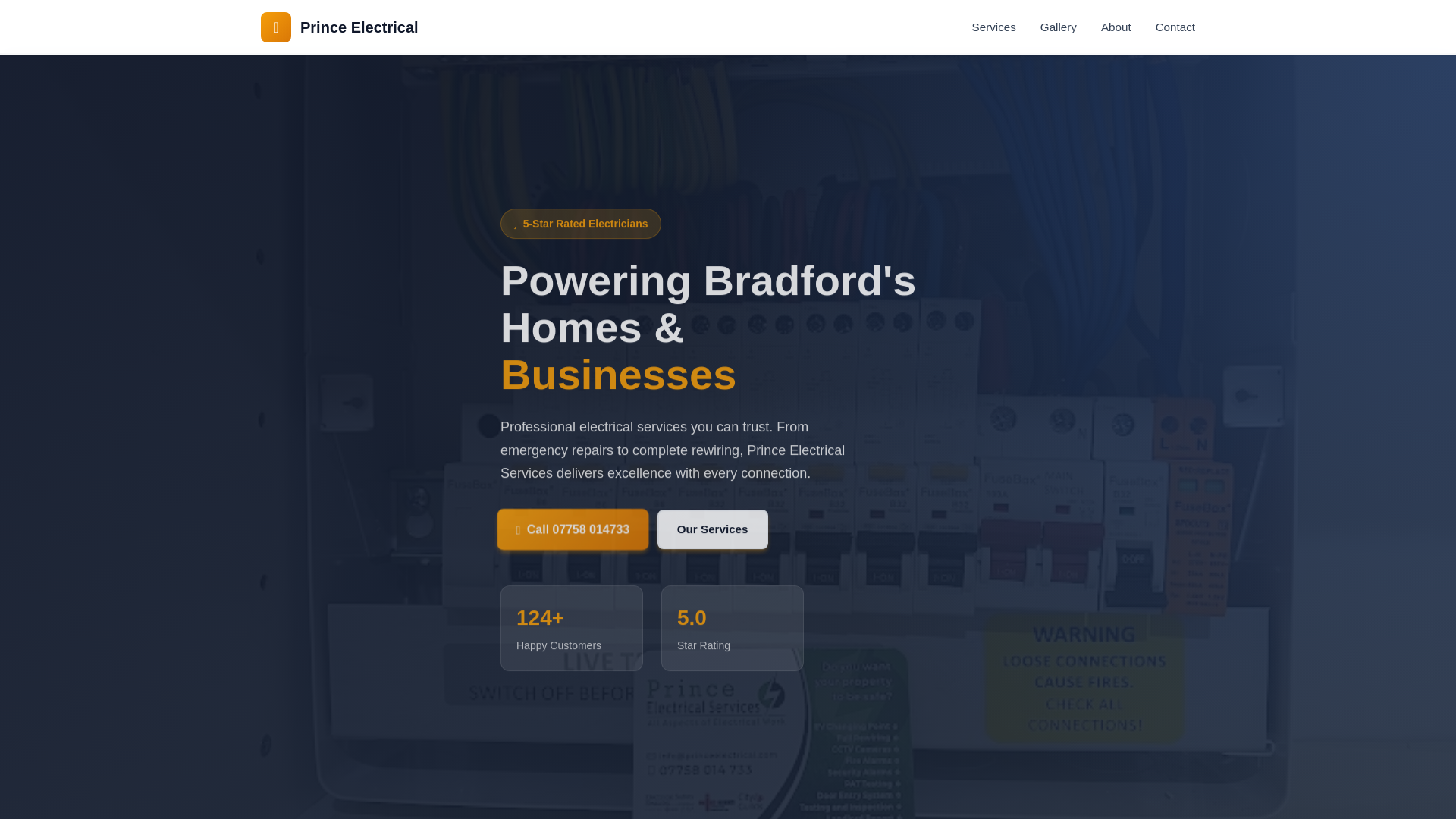 website screenshot of https://prince-electrical-services.pages.dev/