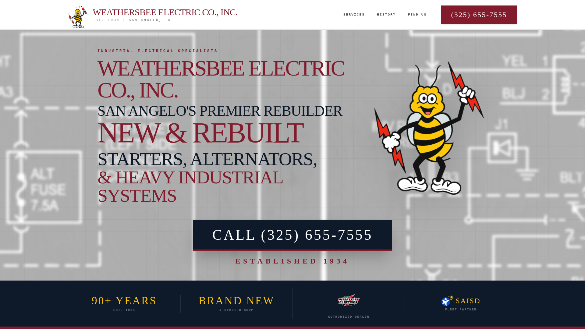 website screenshot of https://weathersbeeelectric.com
