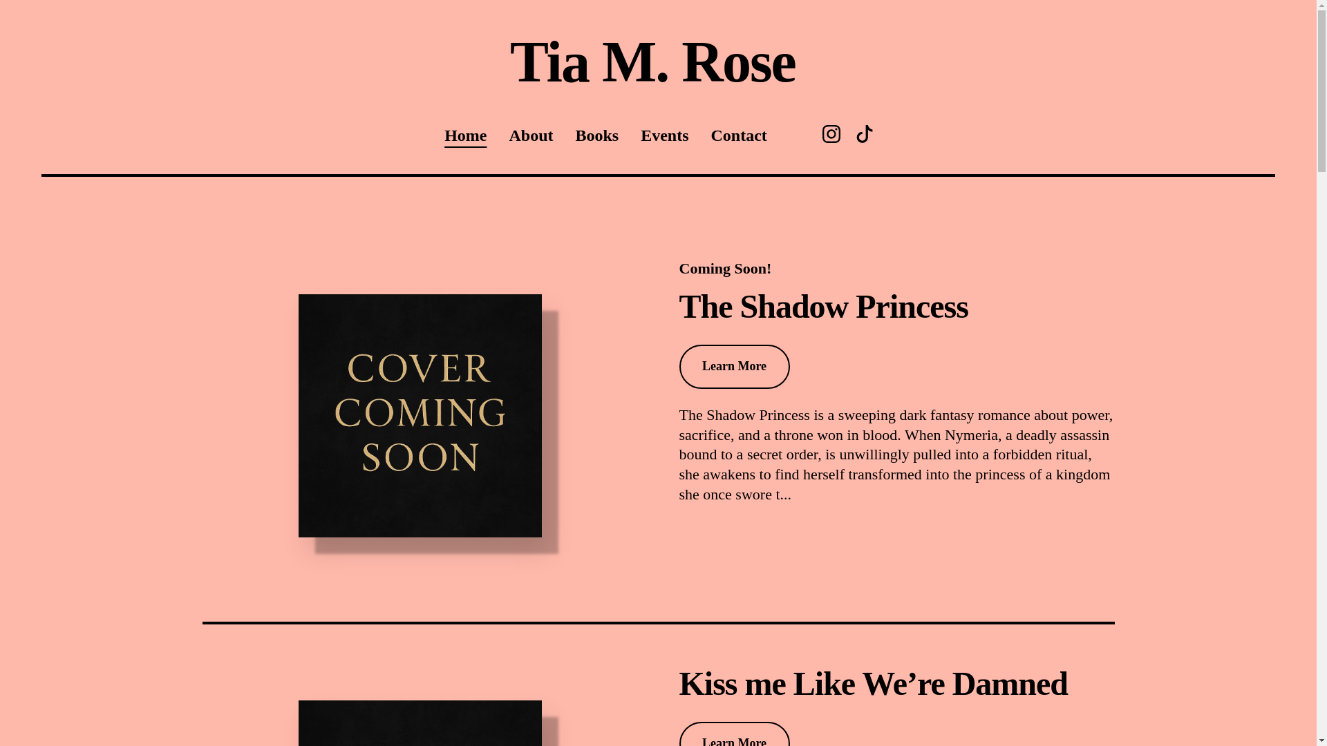 website screenshot of https://tiarosebooks.com/
