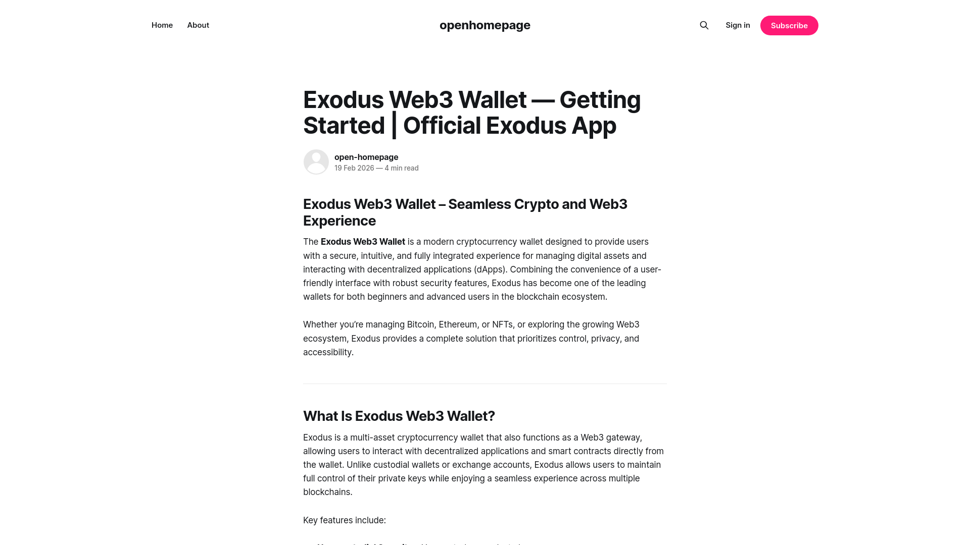 website screenshot of https://open-homepages.ghost.io/web3/