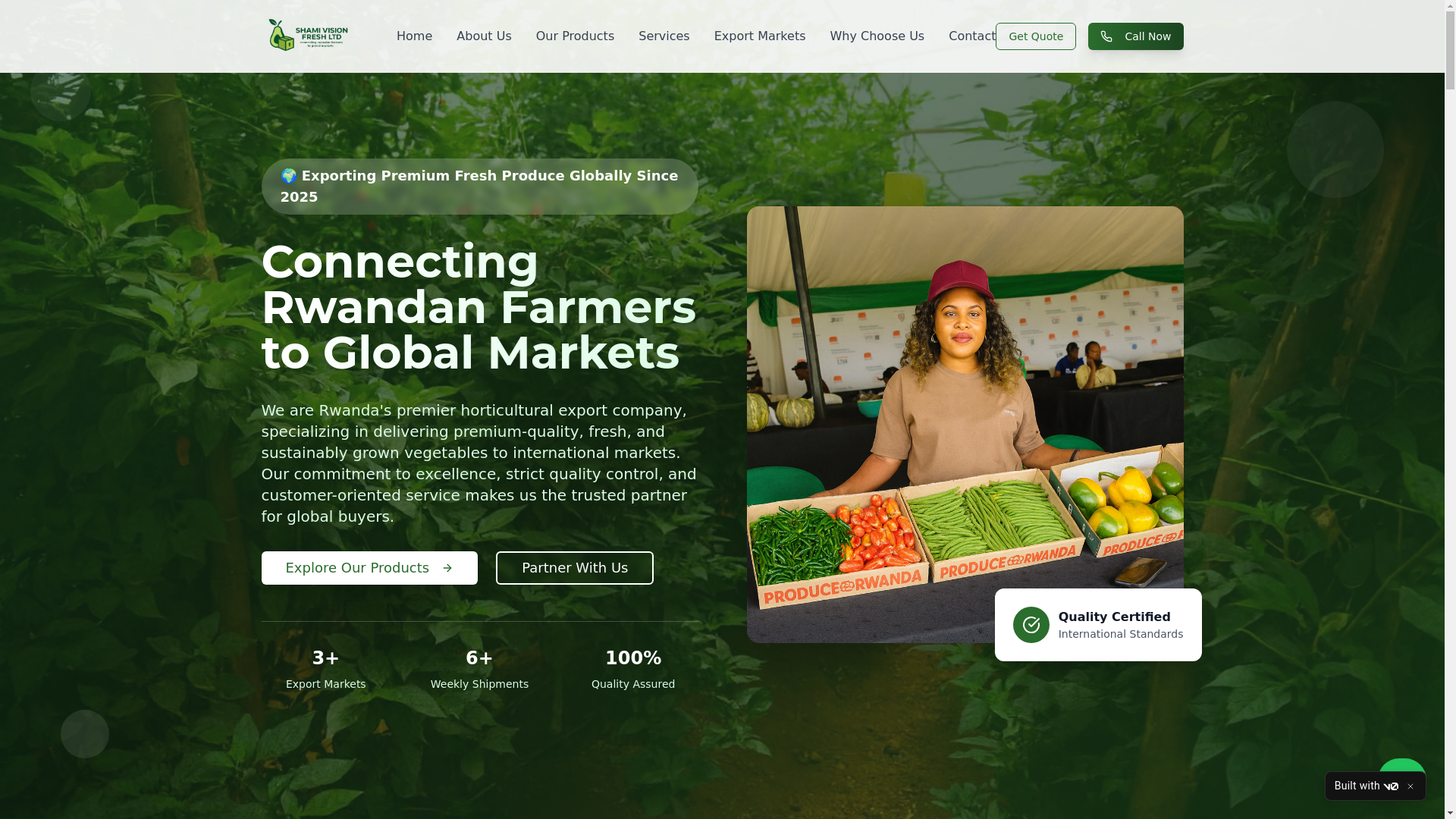 website screenshot of https://shamivisionfresh.com/