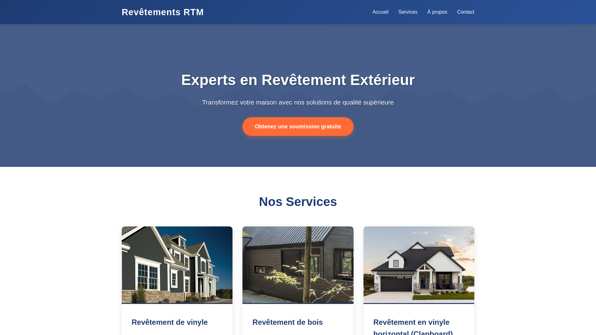 website screenshot of https://revetementsrtm.ca