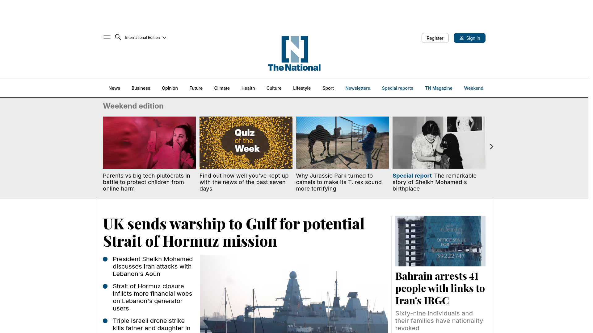 website screenshot of https://thenationalnews.com