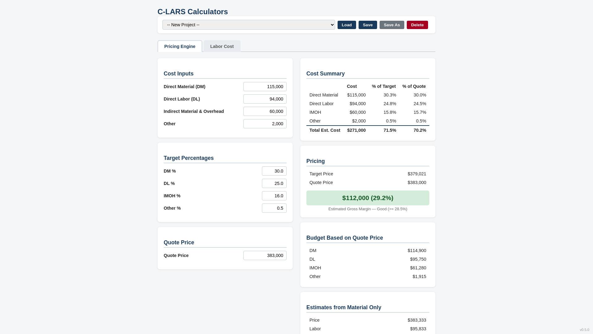 website screenshot of https://c-lars-calculators.pages.dev/