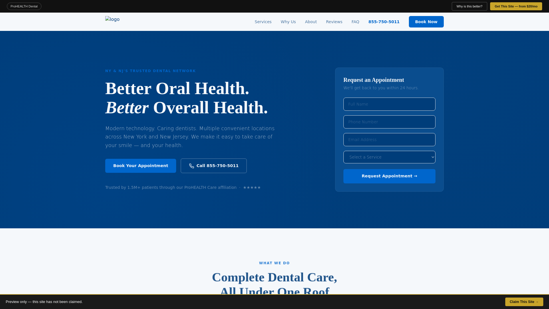 website screenshot of https://freshfacing-phdental.pages.dev/