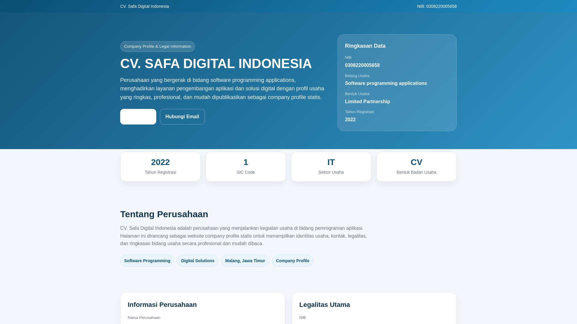 website screenshot of https://cvsafadigitalindonesia.site/