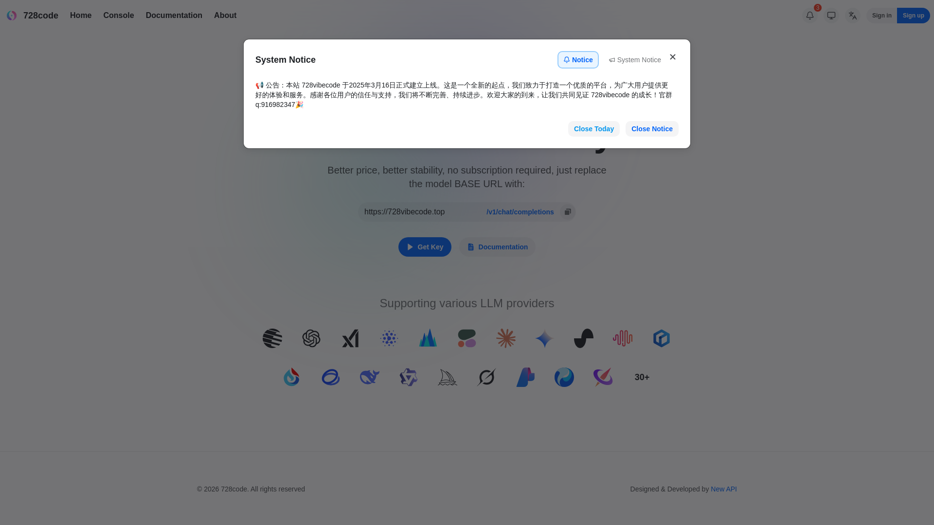 website screenshot of https://728vibecode.top/