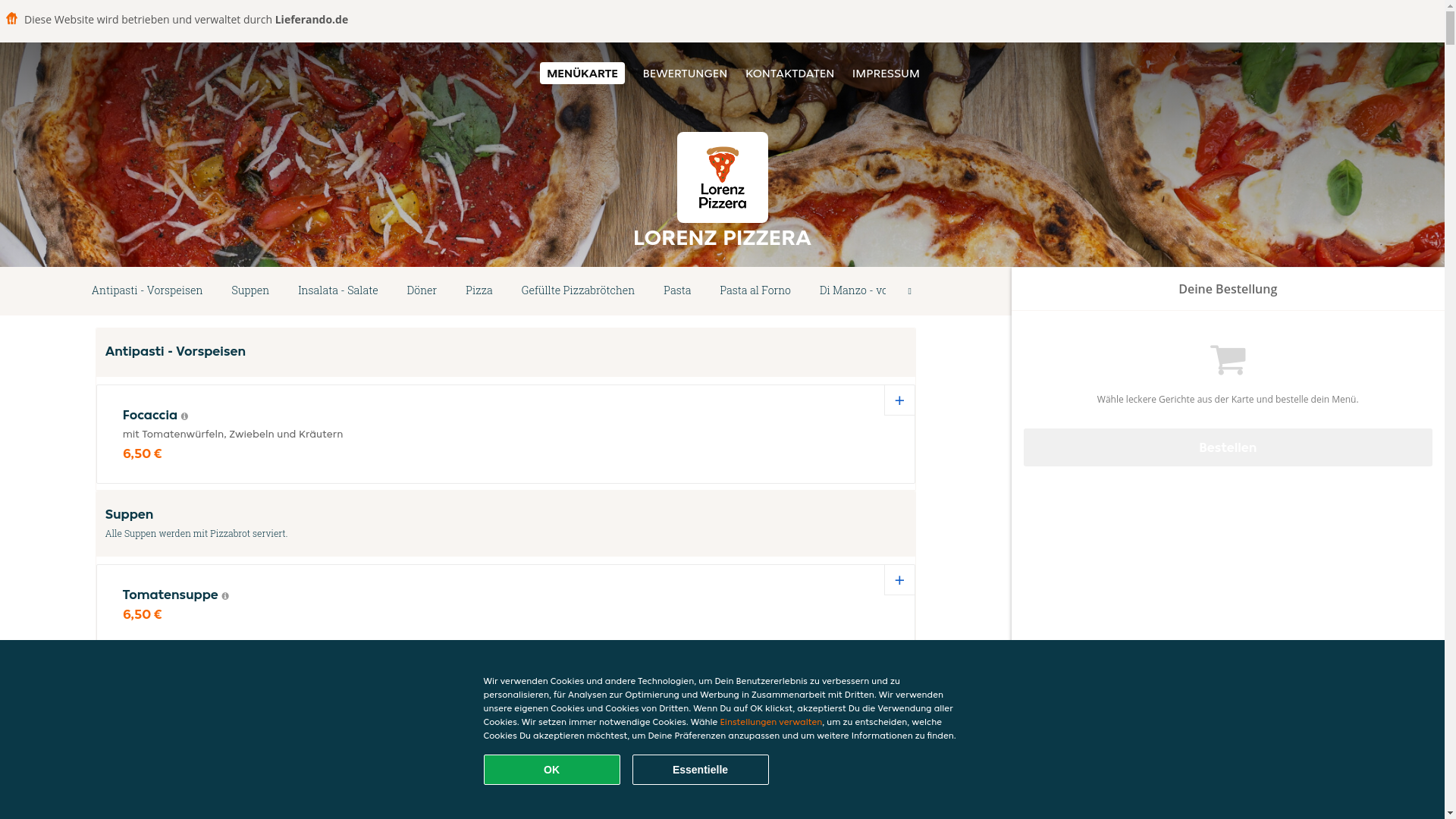 website screenshot of https://lorenzpizzera-nettetal.de/