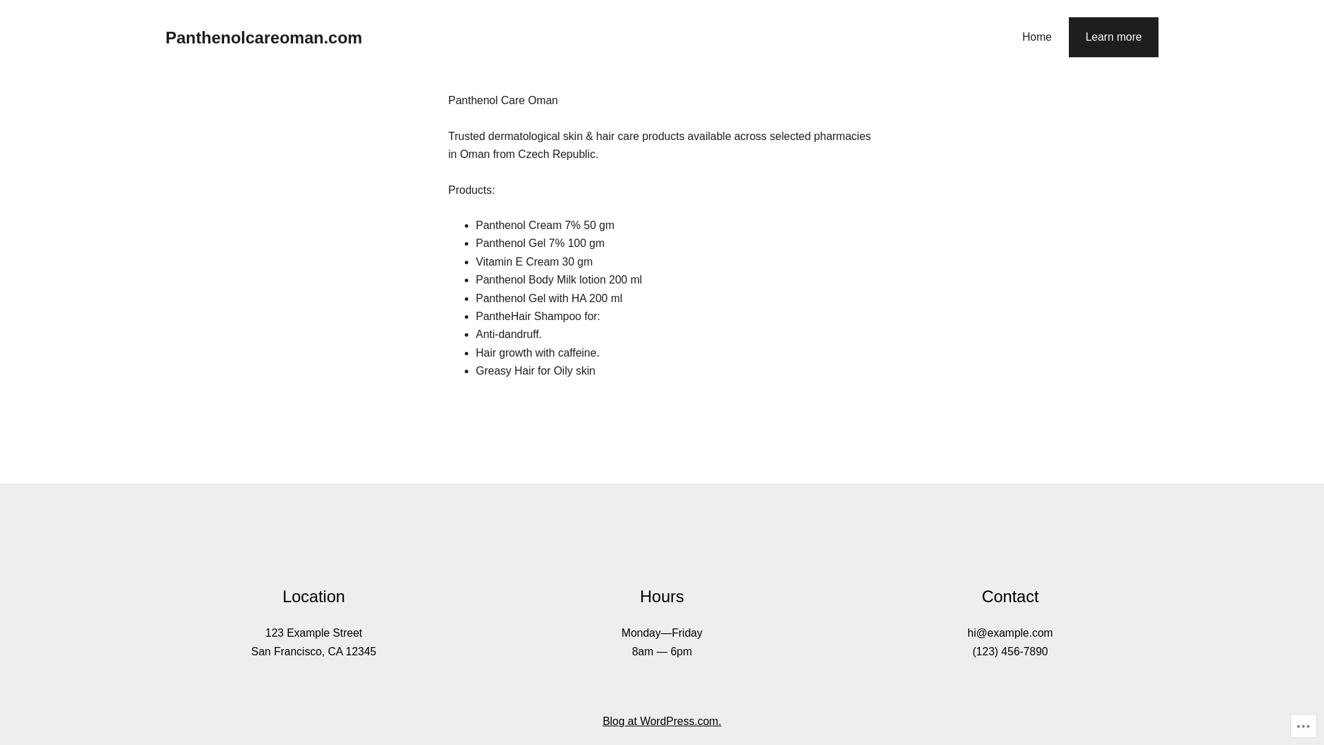 website screenshot of https://panthenolcareoman.com/