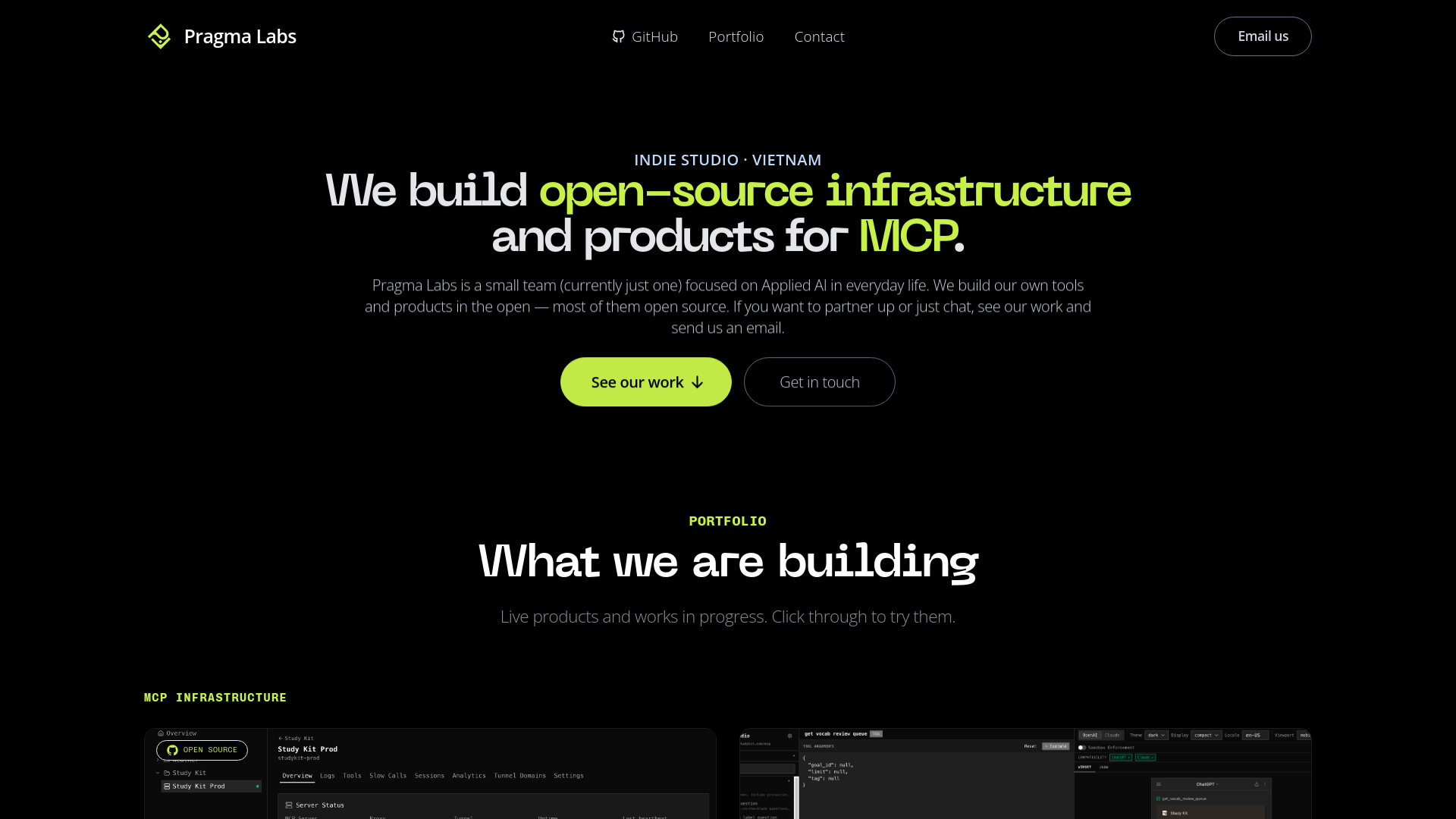website screenshot of https://www.pragmalabs.tech