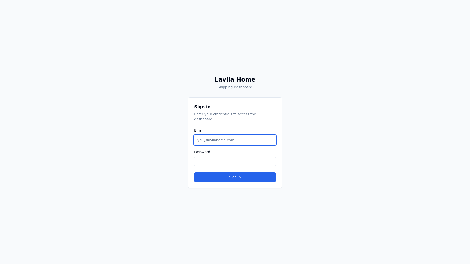 website screenshot of https://lavila-shipping-dashboard.pages.dev/