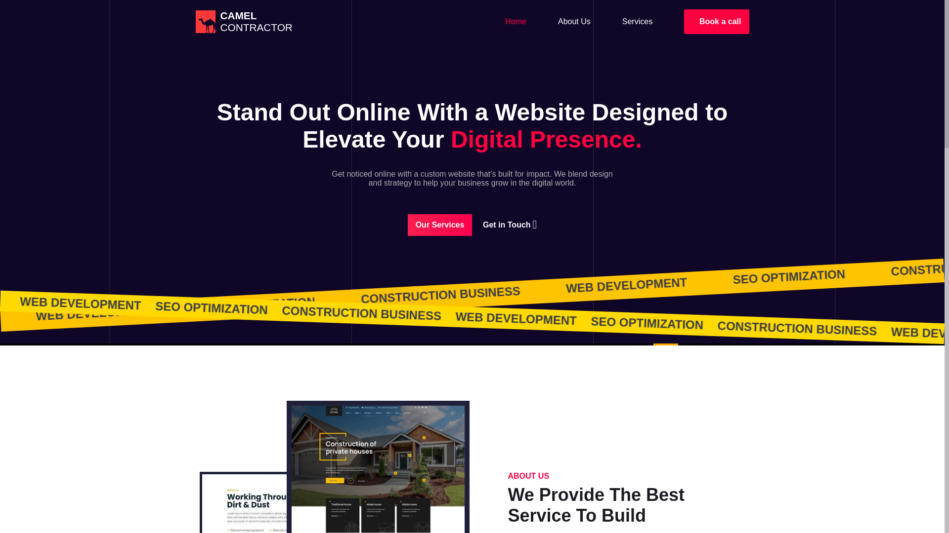 website screenshot of https://camelcontractor.com/