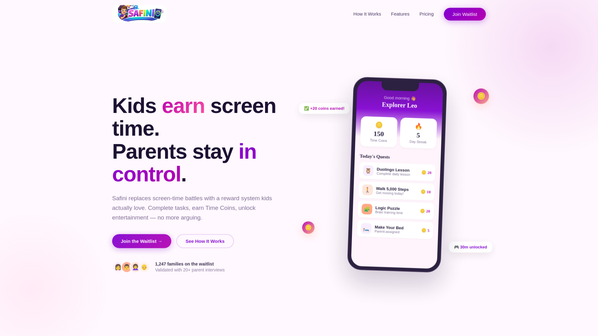 website screenshot of https://safini.fun/