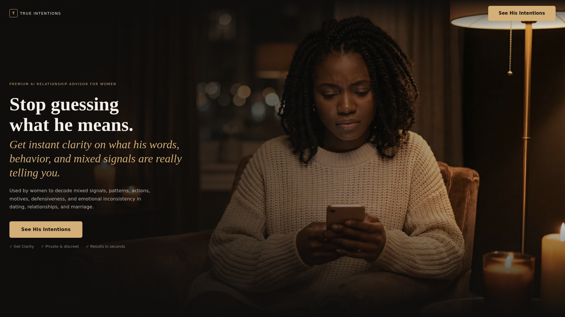 website screenshot of https://trueintentions.app/