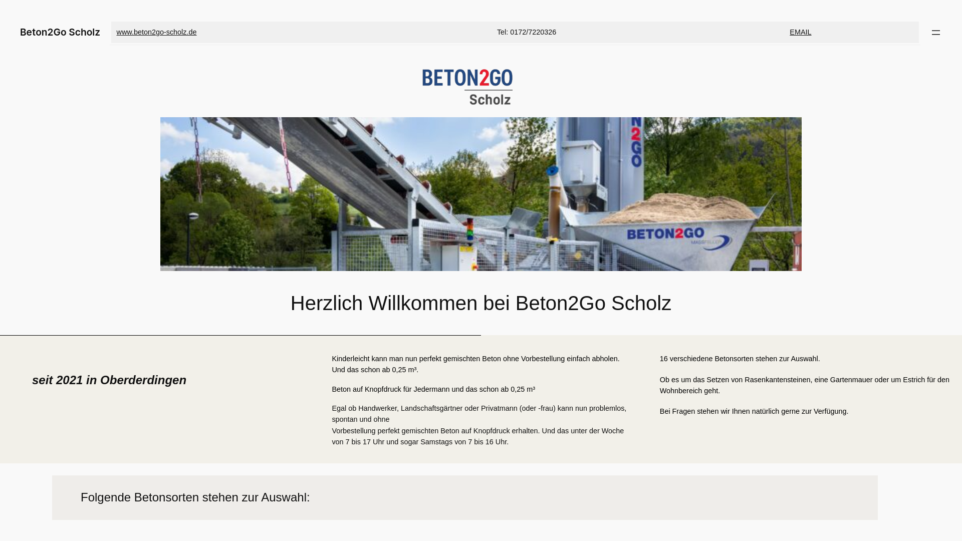 website screenshot of https://beton2go-scholz.de