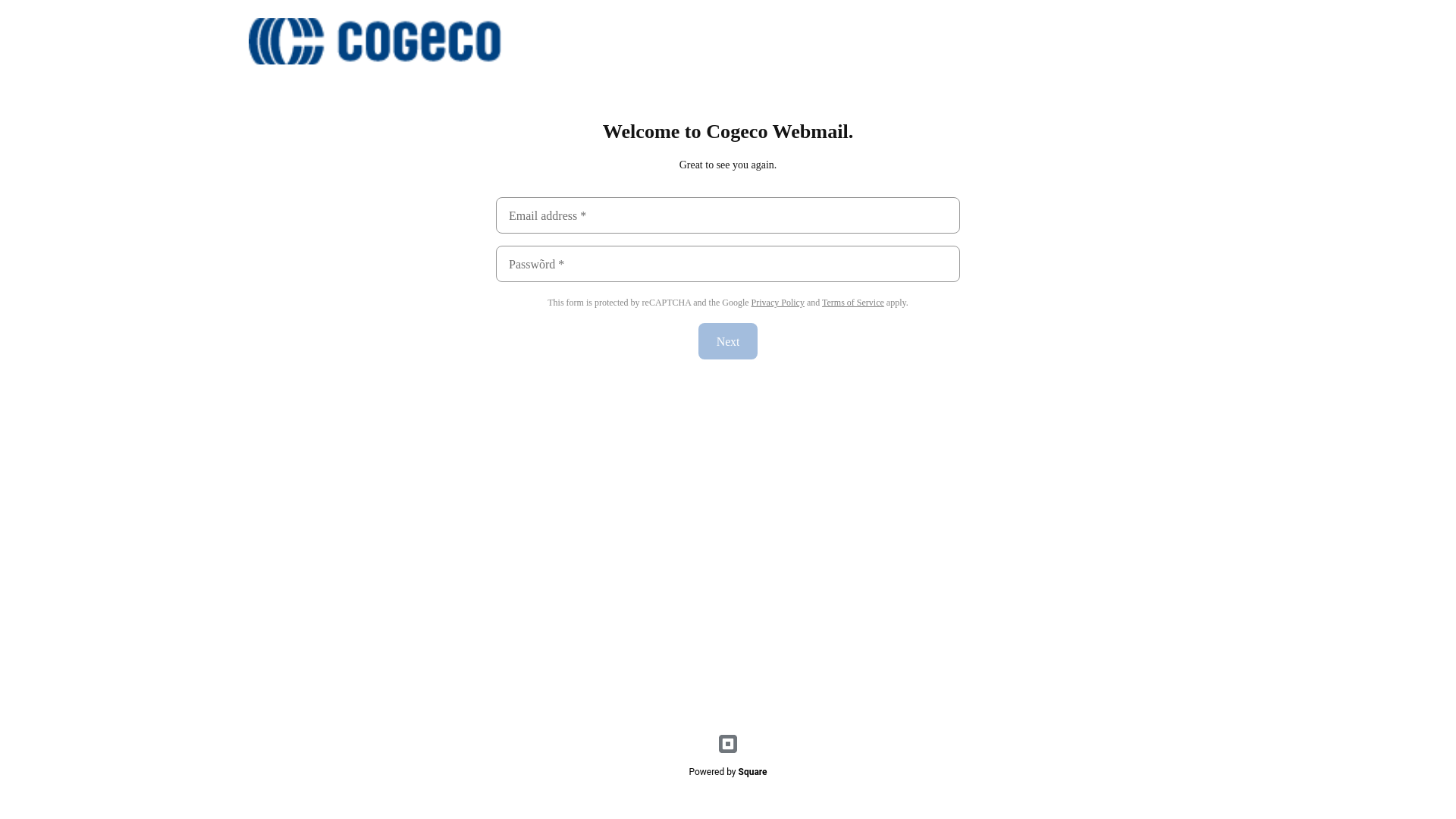 website screenshot of https://cogeco-webmail-102620.square.site