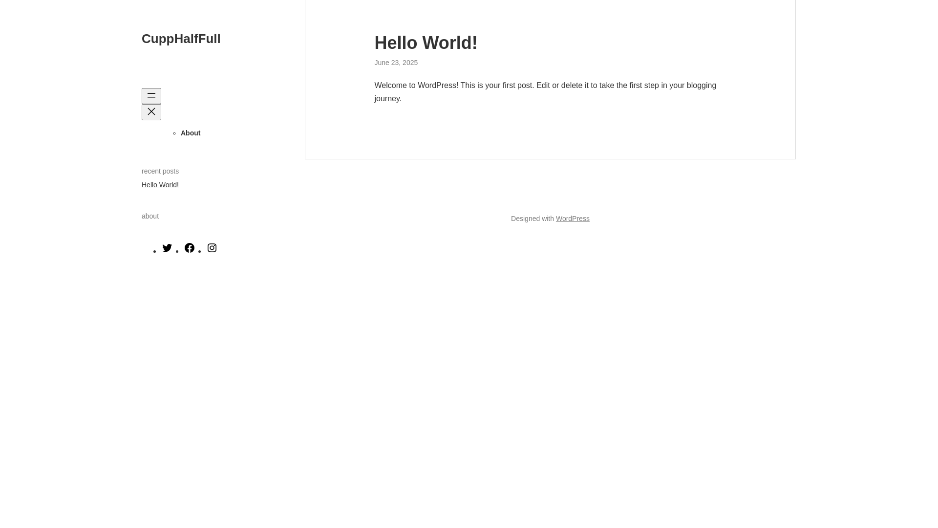 website screenshot of https://cupphalffull.com/