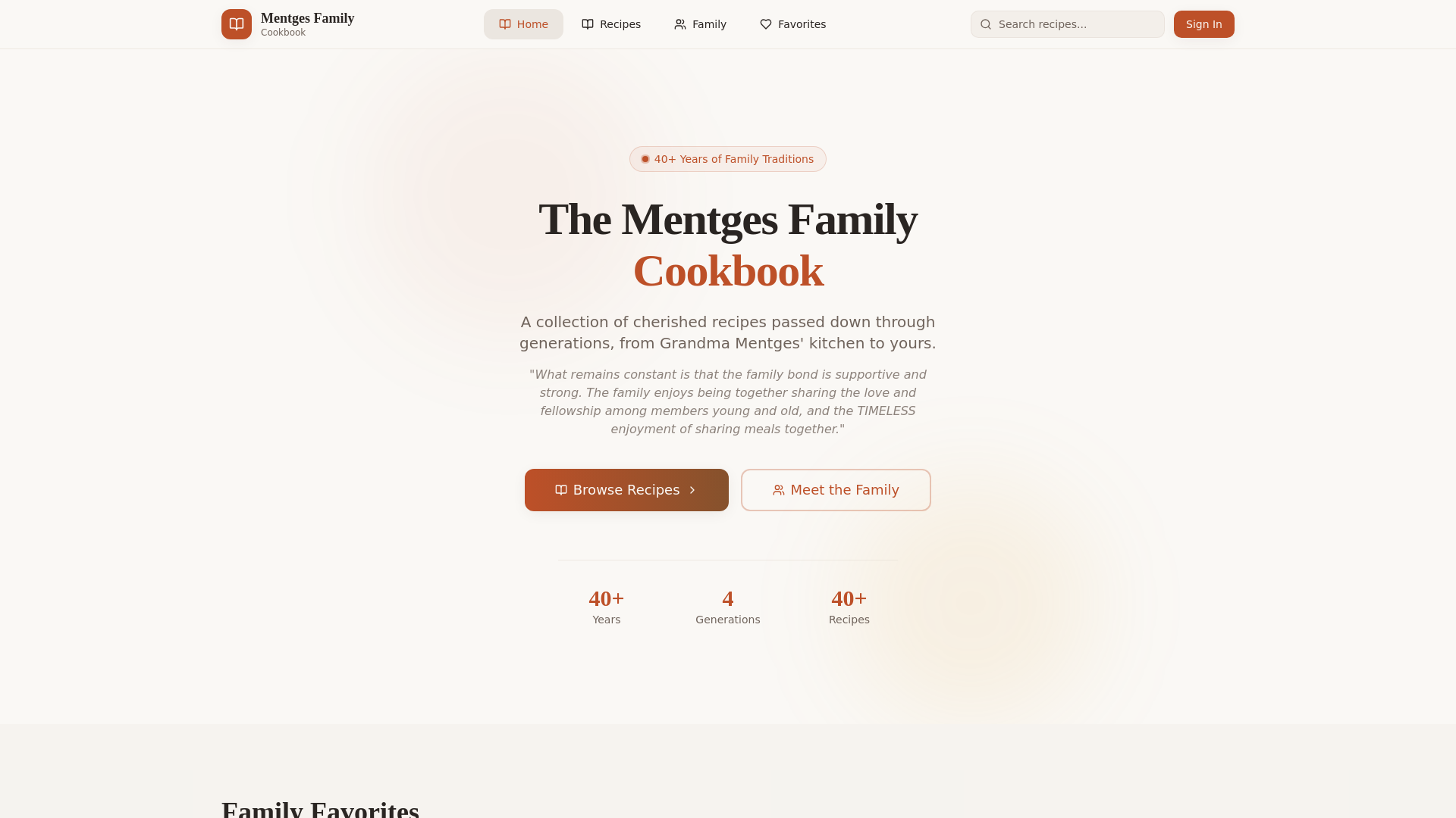 website screenshot of https://mentges-cookbook.pages.dev/