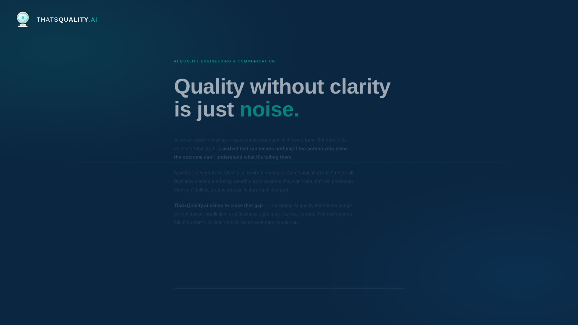 website screenshot of https://thatsquality.ai/