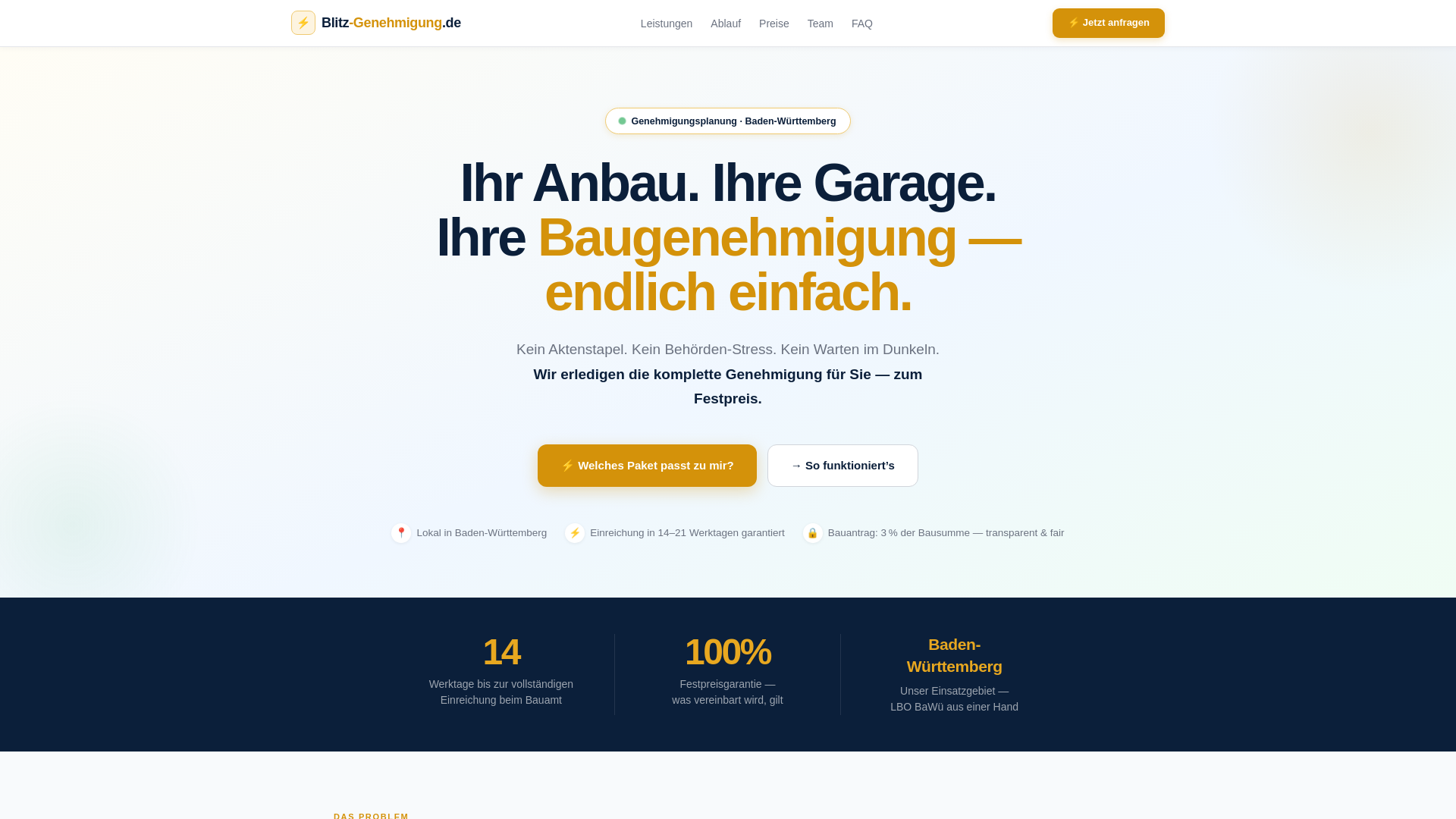 website screenshot of https://blitz-genehmigung.de/