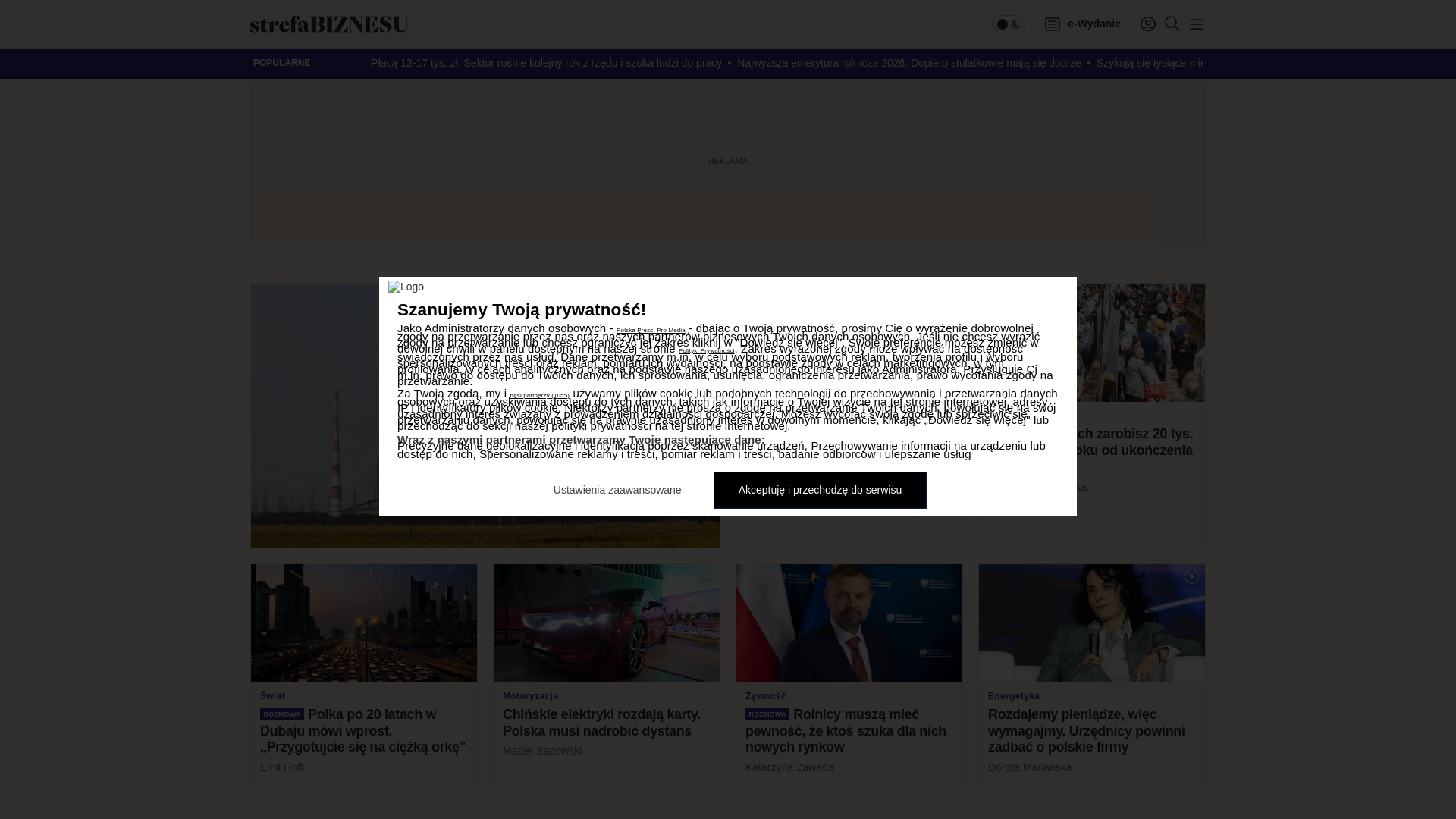 website screenshot of https://strefabiznesu.pl