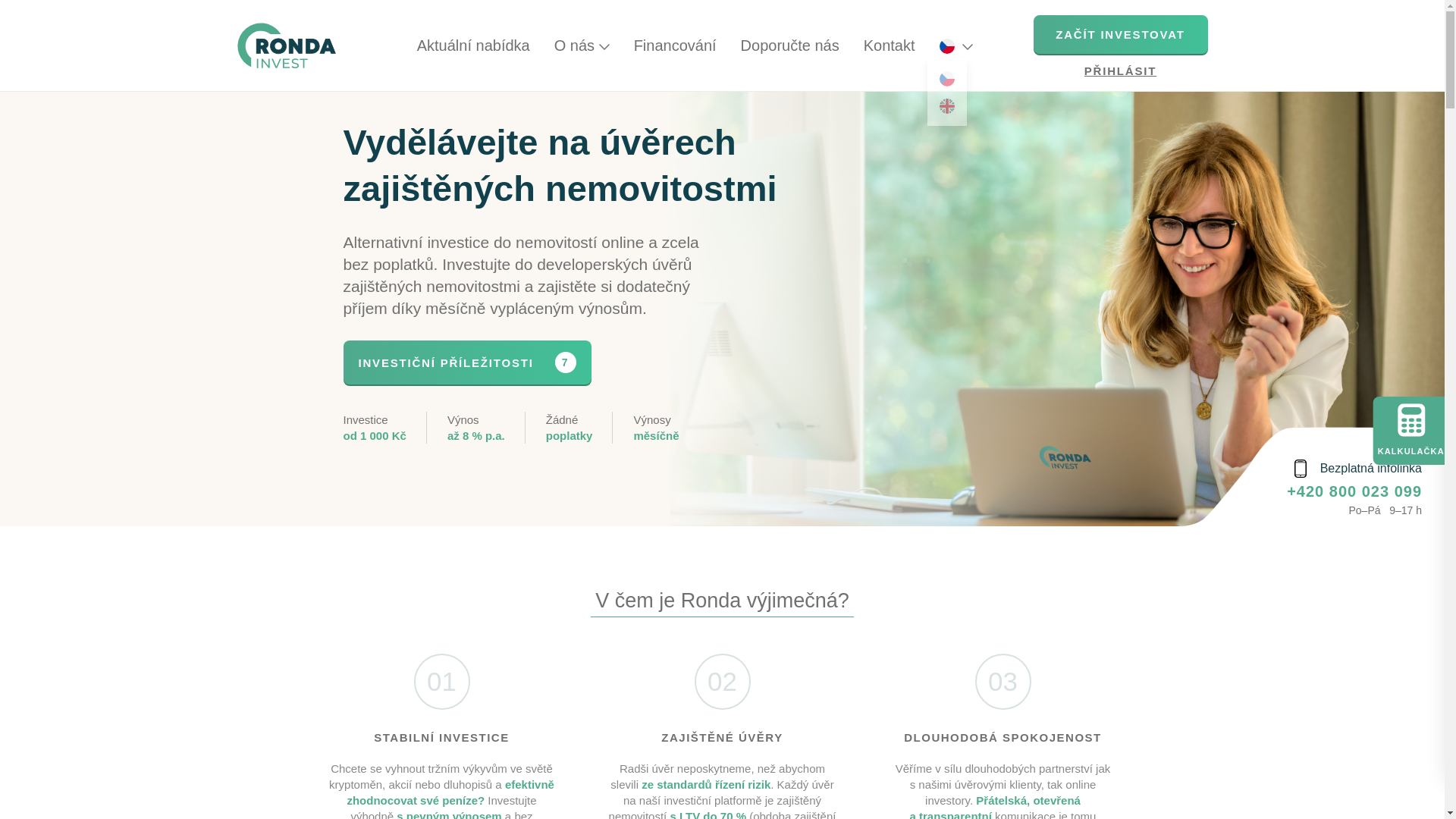website screenshot of https://rondainvest.cz/