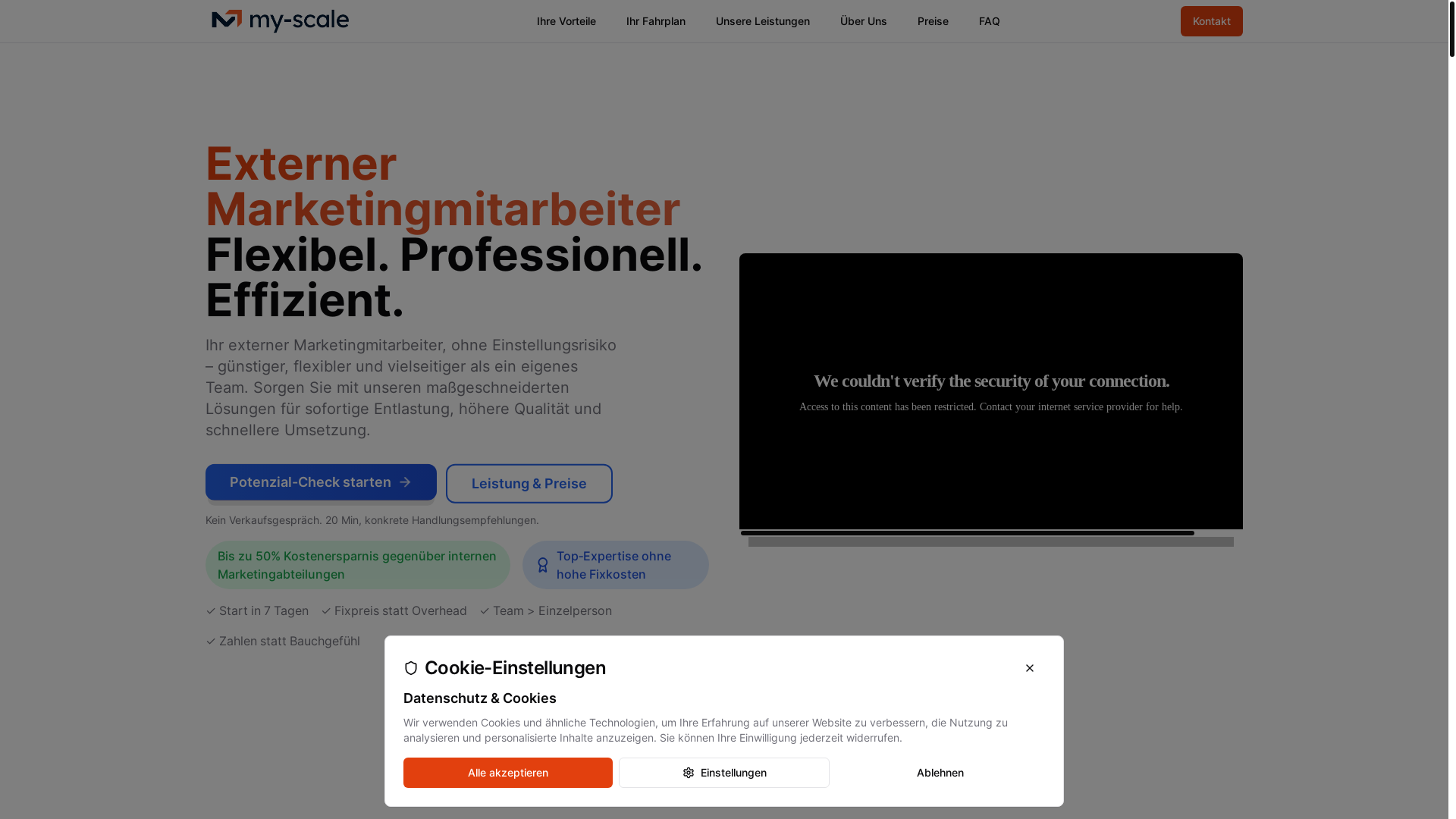 website screenshot of https://outsourced-marketingteam.de/