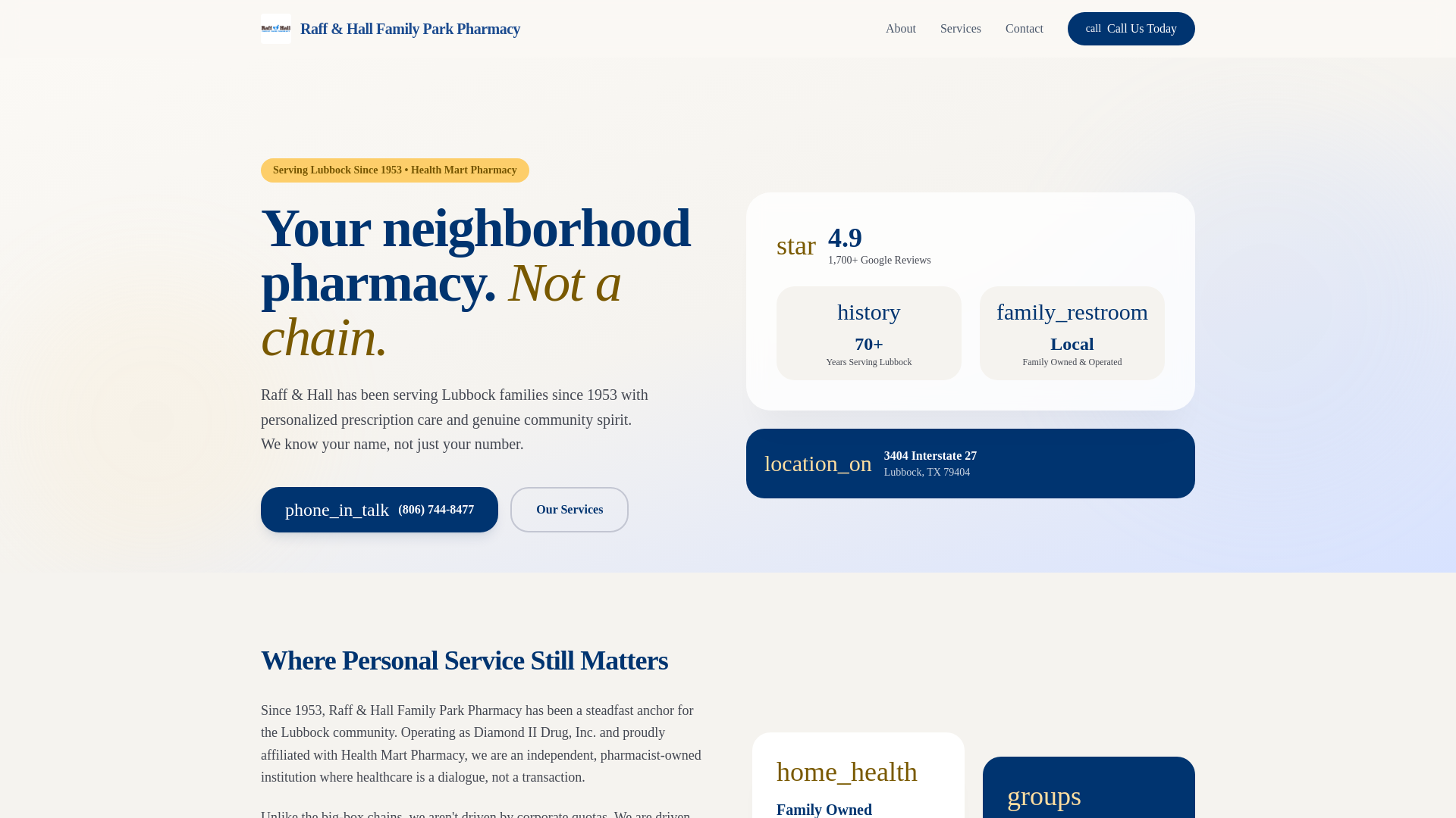 website screenshot of https://raff-and-hall-pharmacy.pages.dev/