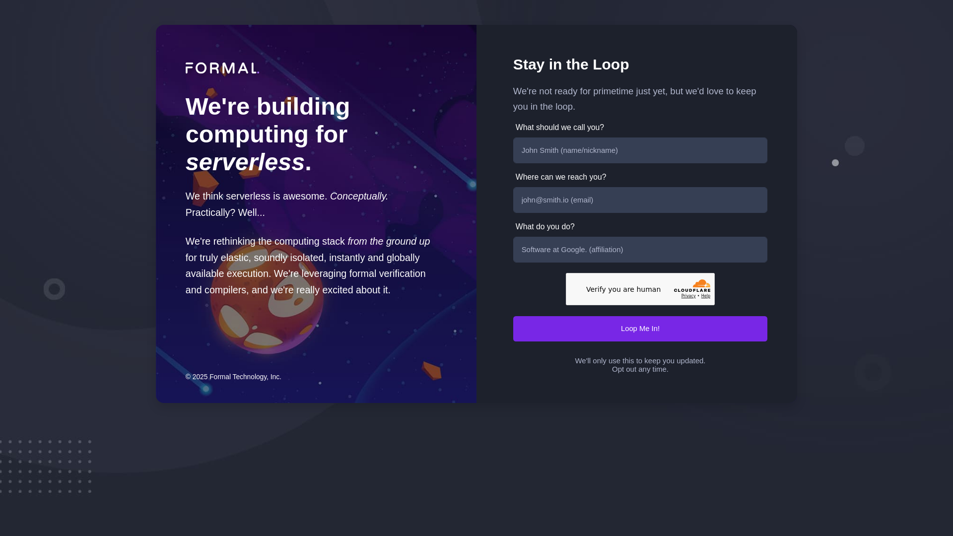 website screenshot of https://formalstack-dev.pages.dev/