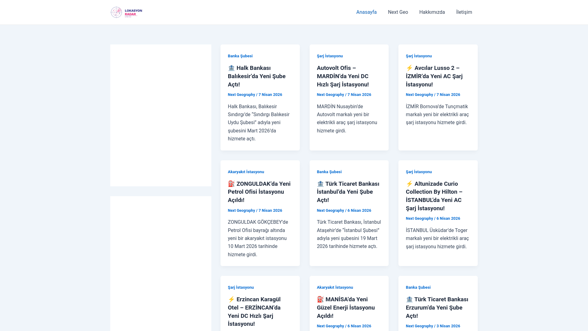 website screenshot of https://lokasyonradar.com/