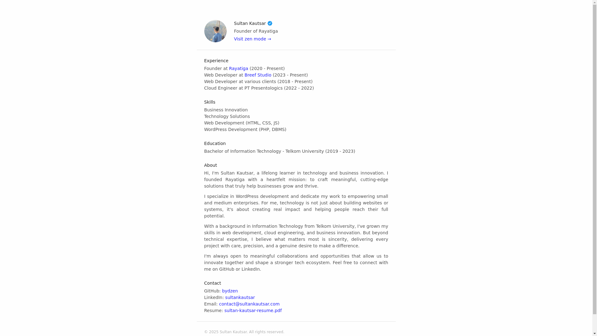 website screenshot of https://sultankautsar.pages.dev/