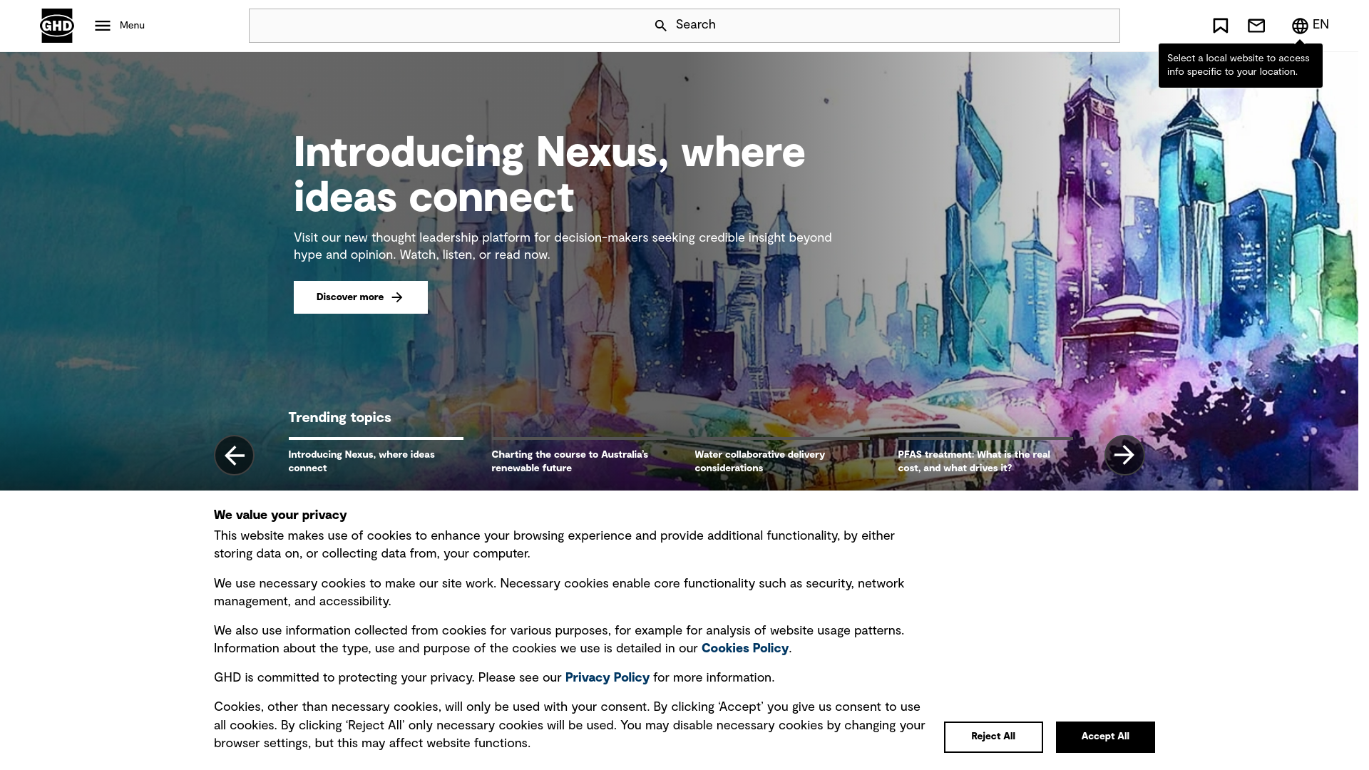 website screenshot of https://ghd.com/