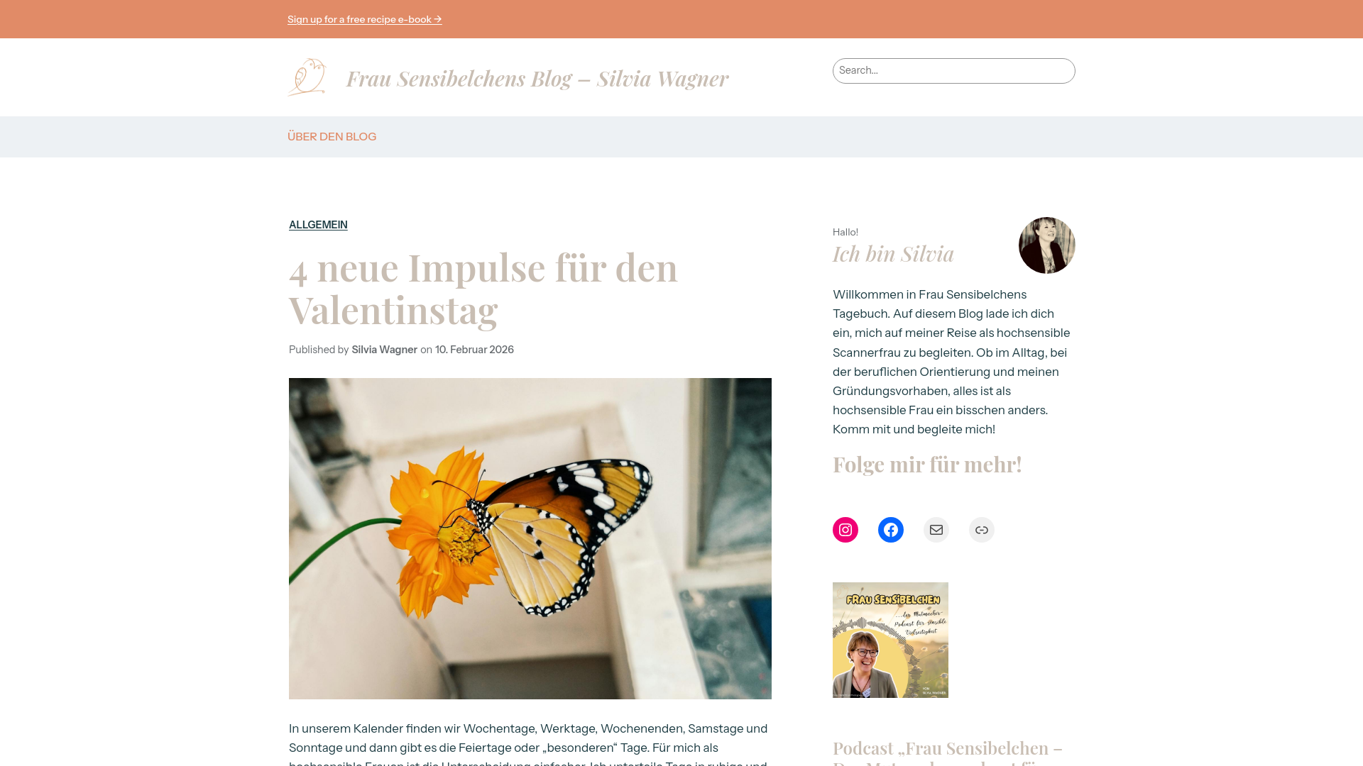 website screenshot of https://silvia-wagner.blog/