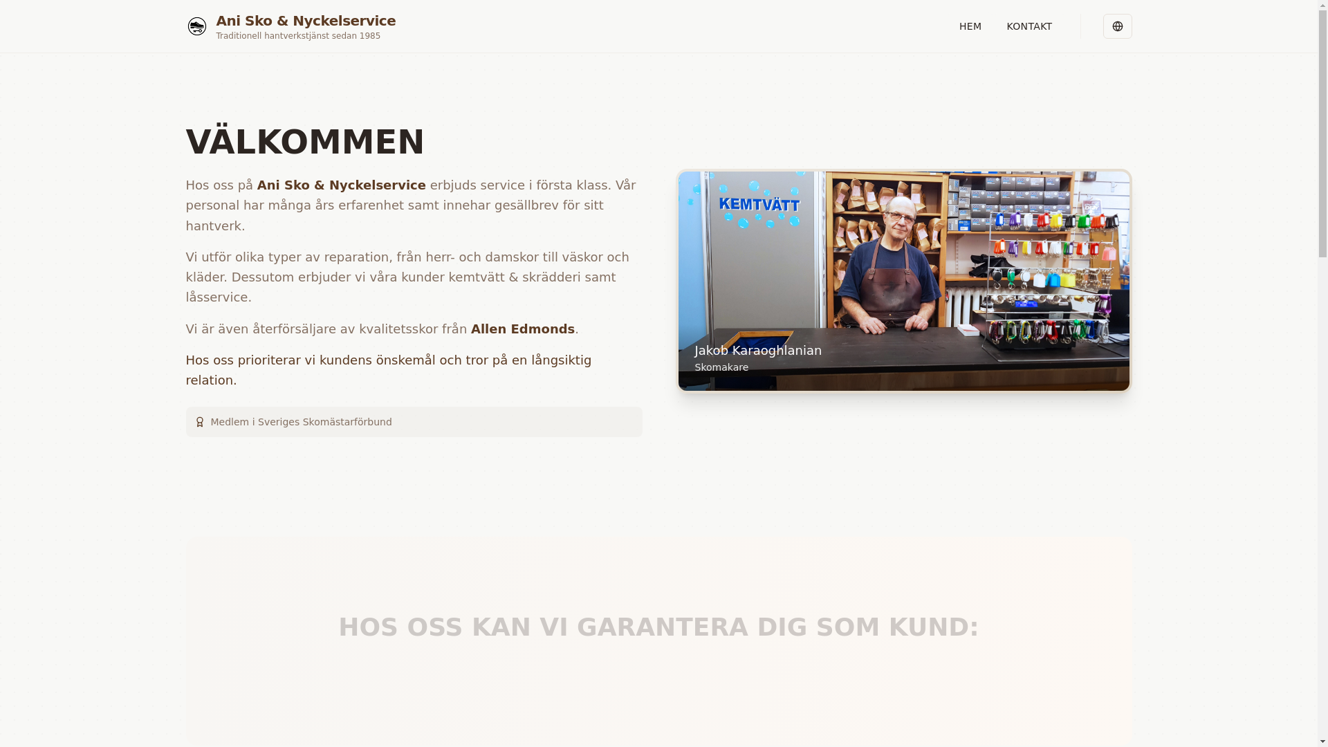 website screenshot of https://aniskonyckelservice-oneclick.pages.dev/