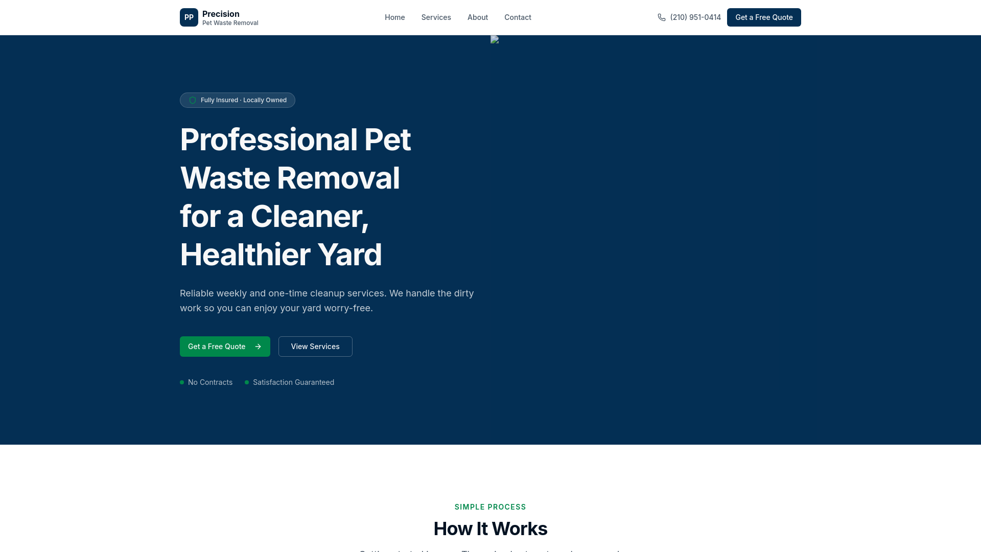 website screenshot of https://precisionpetwaste.com/