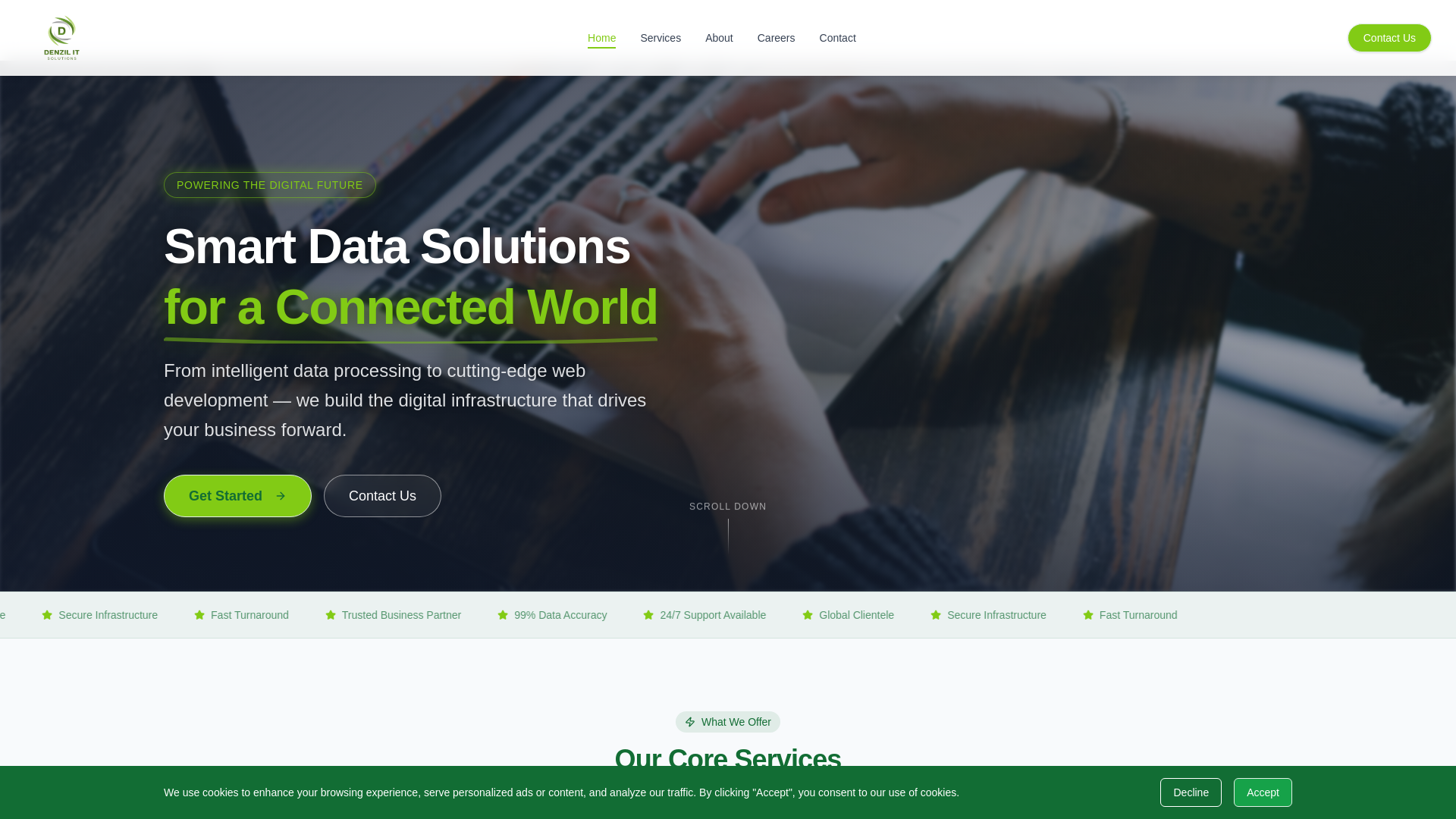website screenshot of https://denzilitsolutions.com/