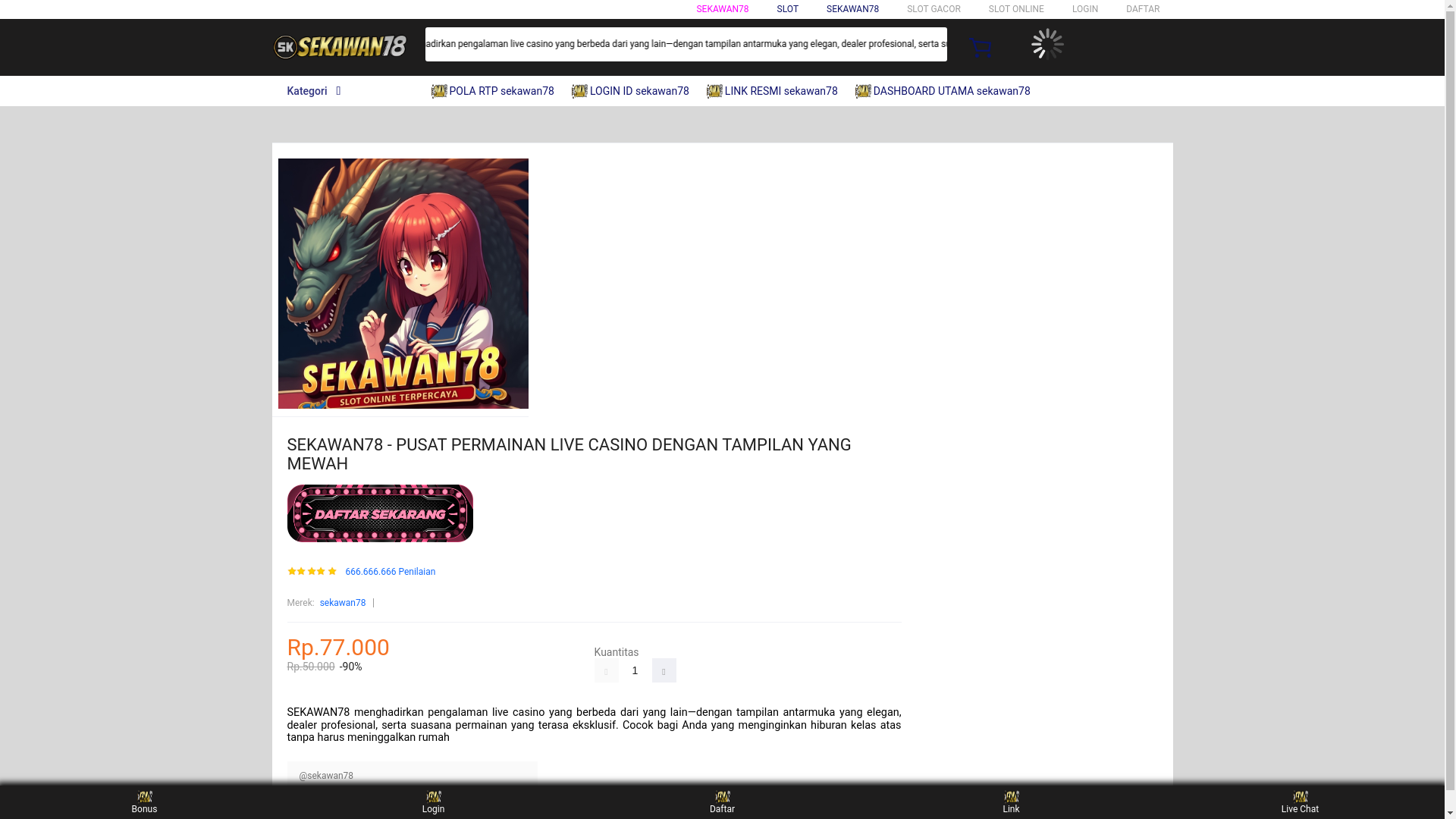 website screenshot of https://sekawan78.me/