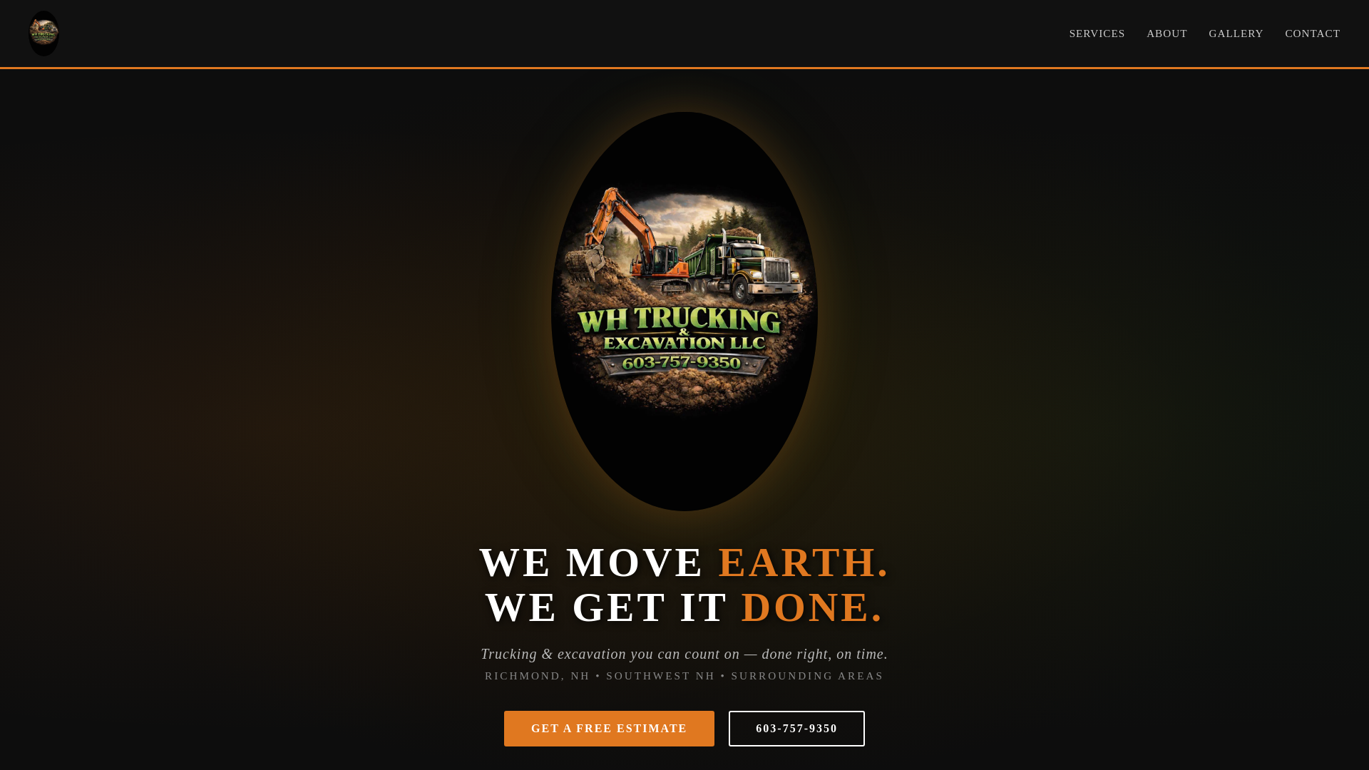 website screenshot of https://whtruckingandexcavation.com/