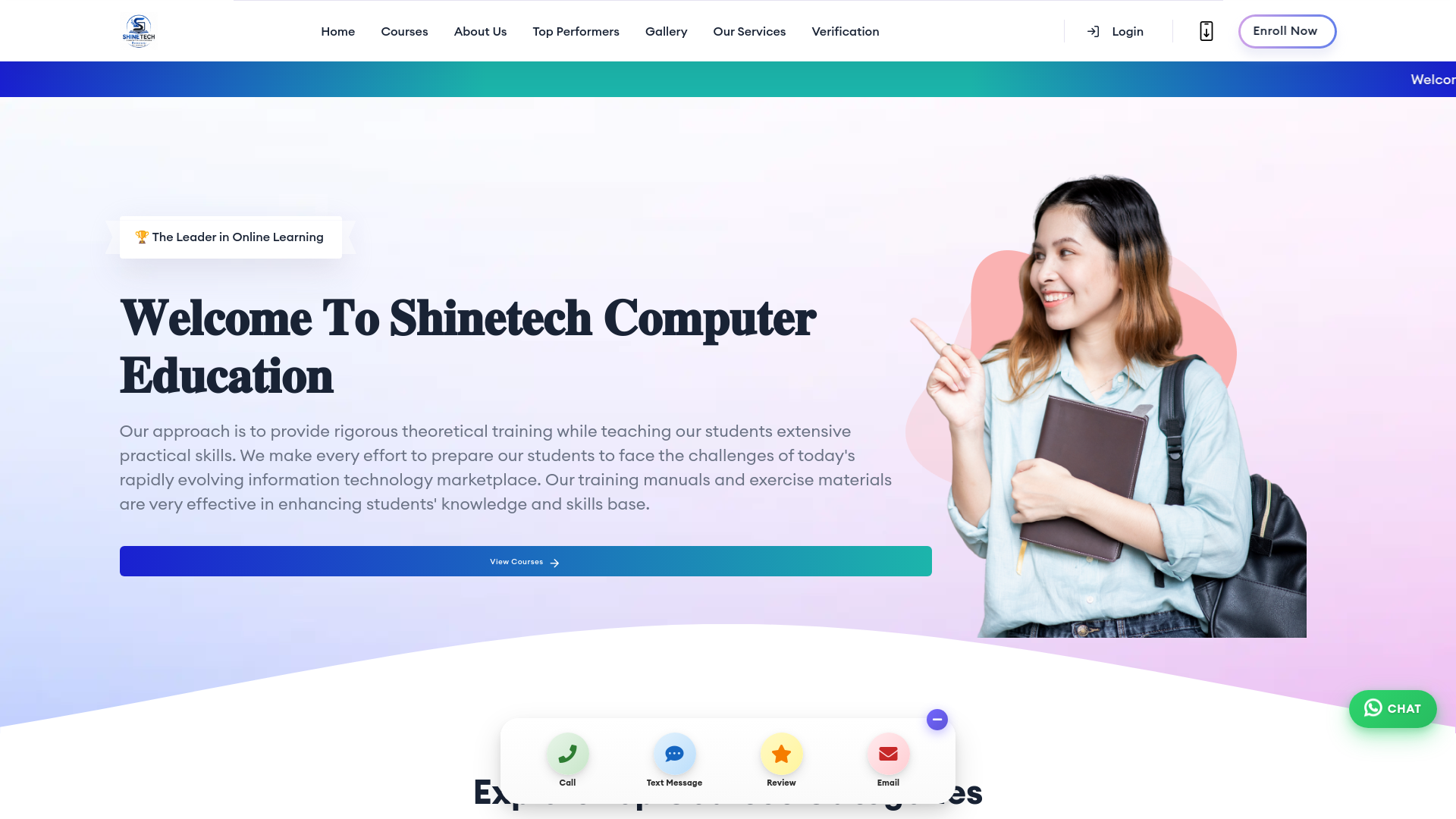 website screenshot of https://shinetechcomputereducation.in/