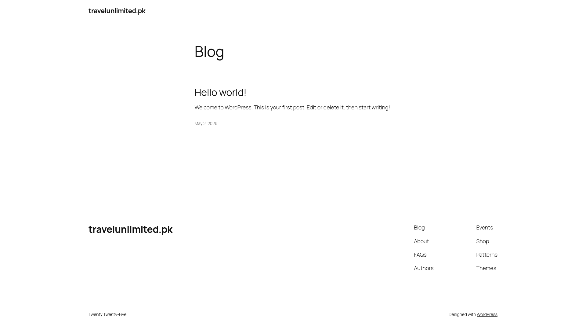 website screenshot of https://travelunlimited.pk/