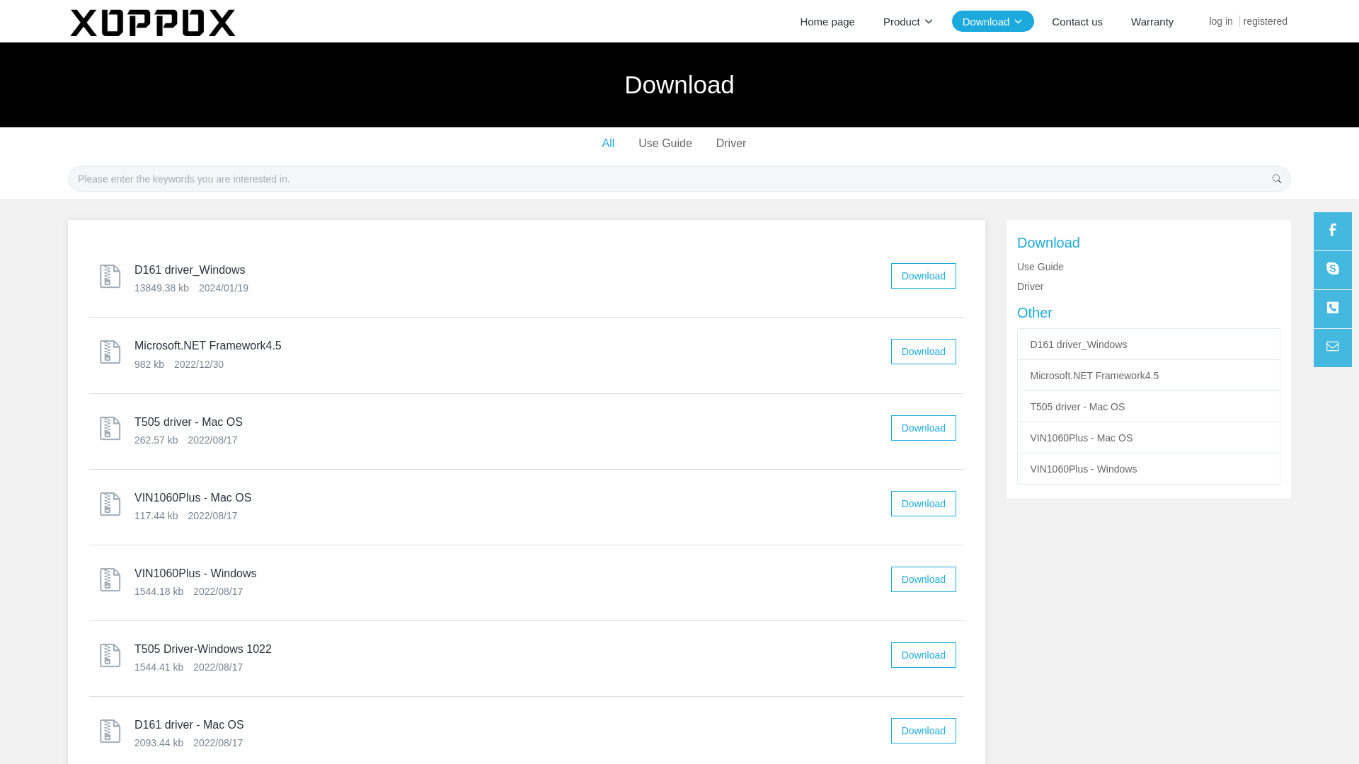 website screenshot of https://www.xoppox.net/download/