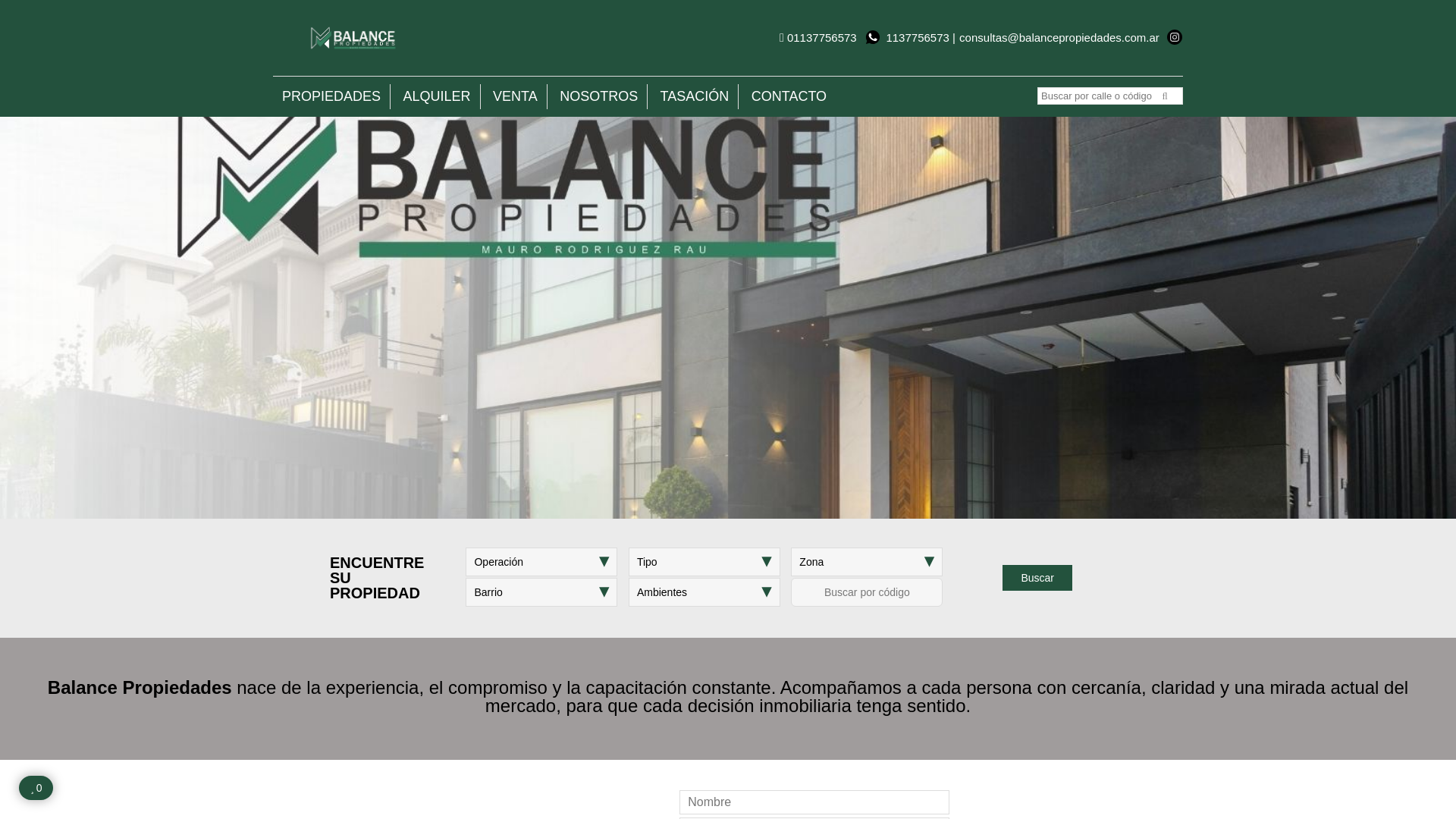 website screenshot of https://balancepropiedades.com.ar