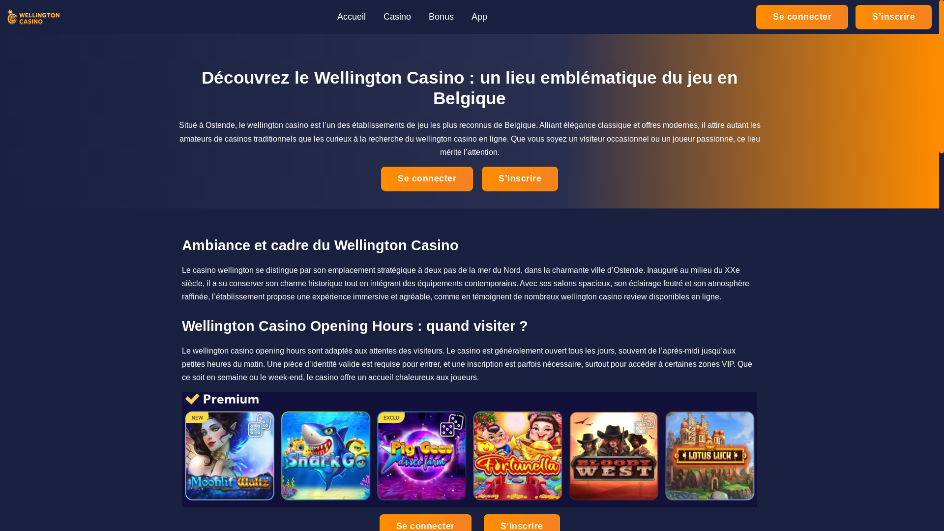 website screenshot of https://wellington-casinos.com/