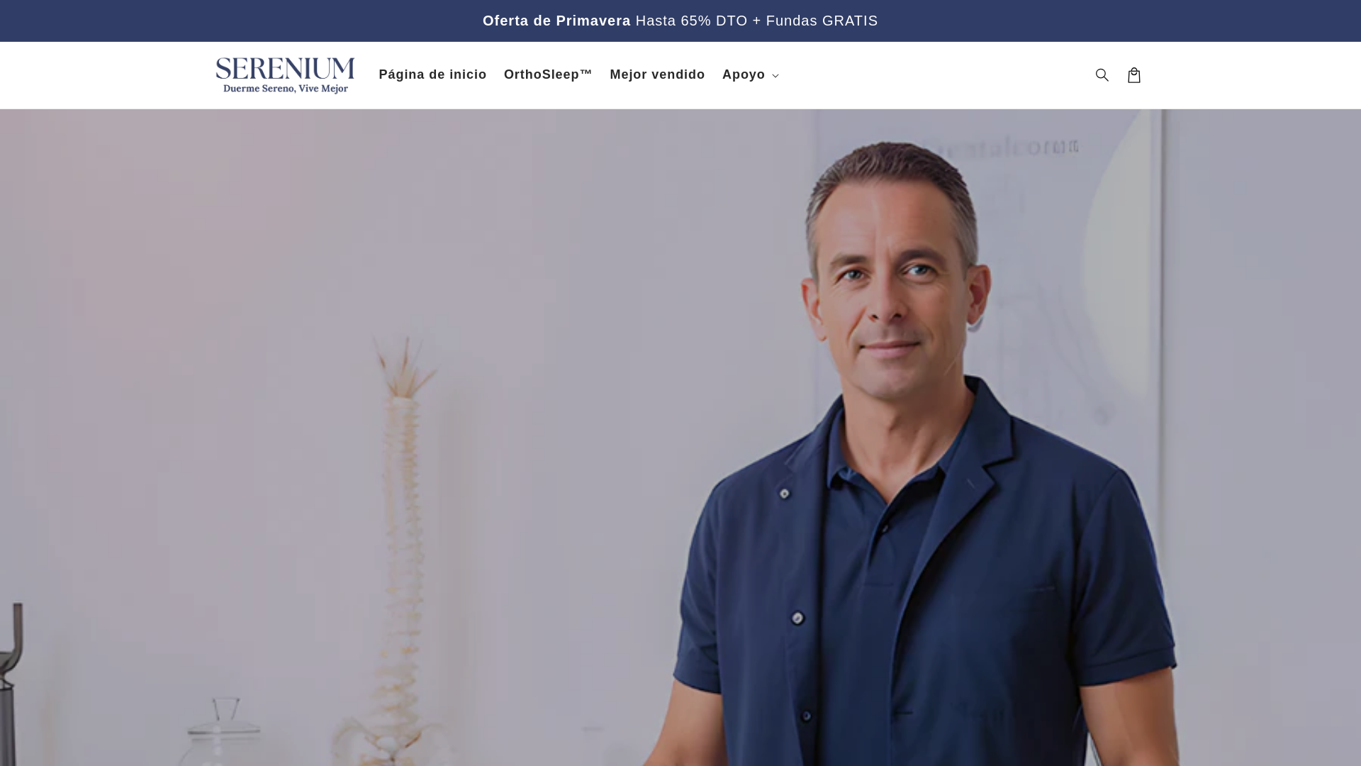 website screenshot of https://sereniumcervicalpillow.com/