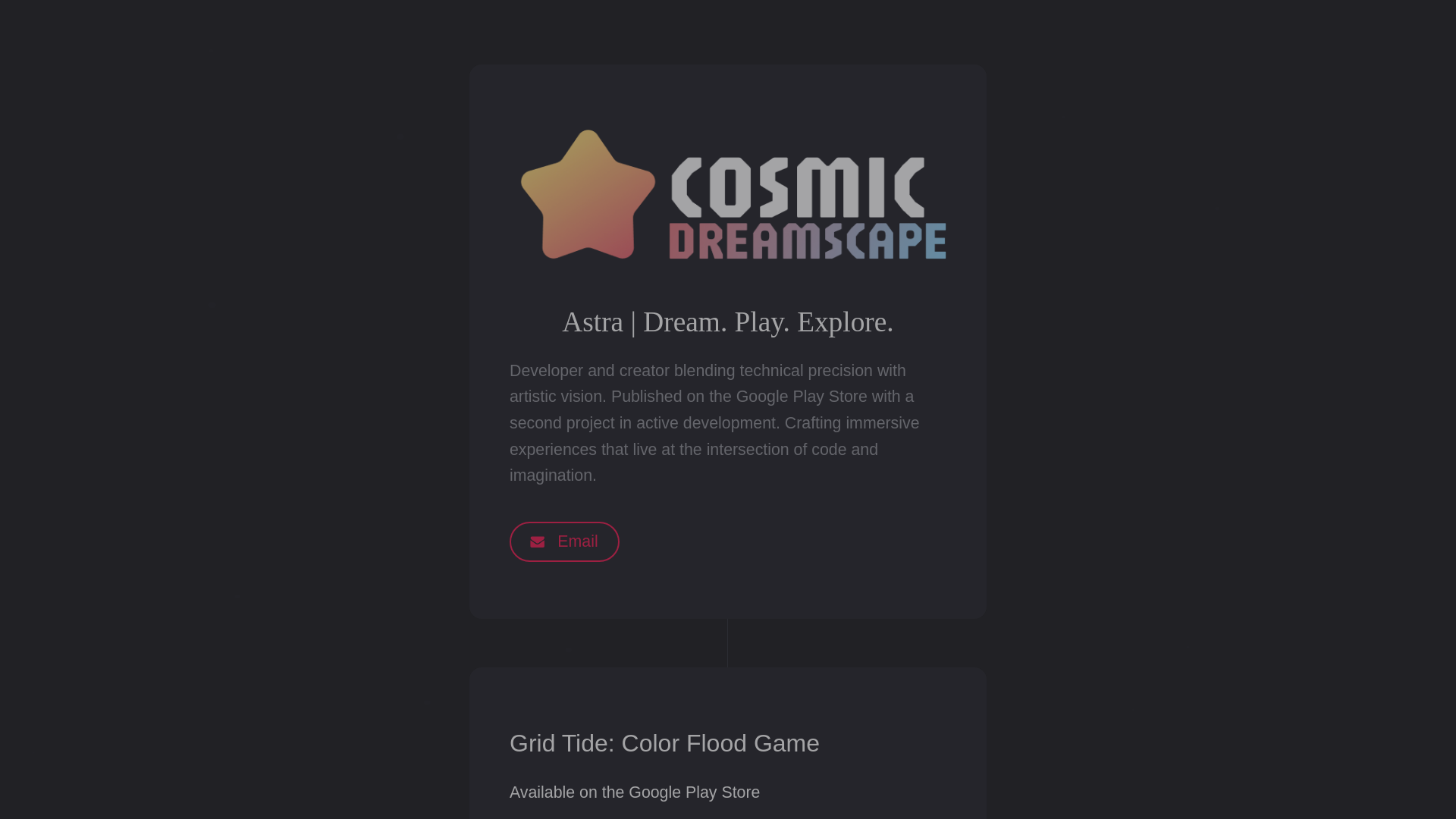 website screenshot of https://cosmicdreamscape.dev/