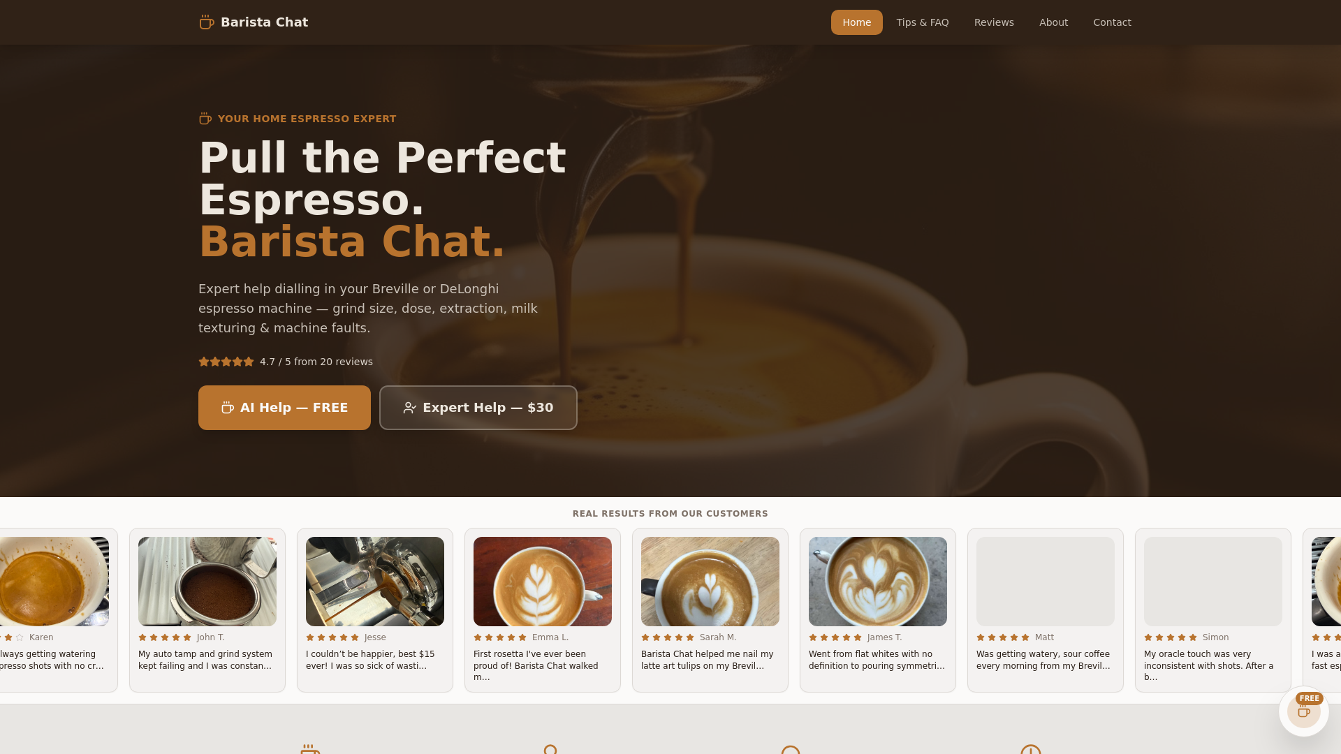 website screenshot of https://baristachat.com/