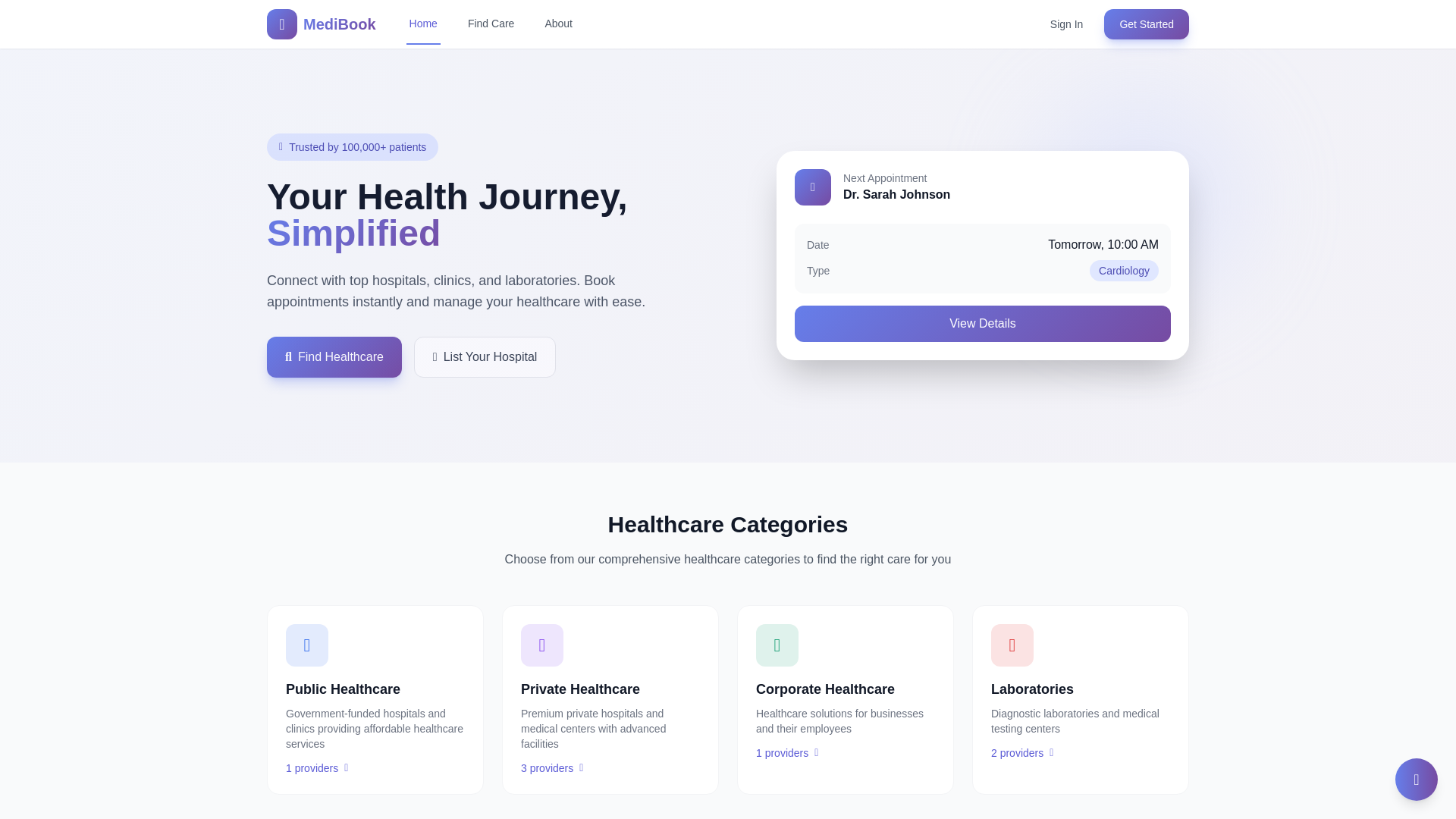 website screenshot of https://medibook-platform.pages.dev/