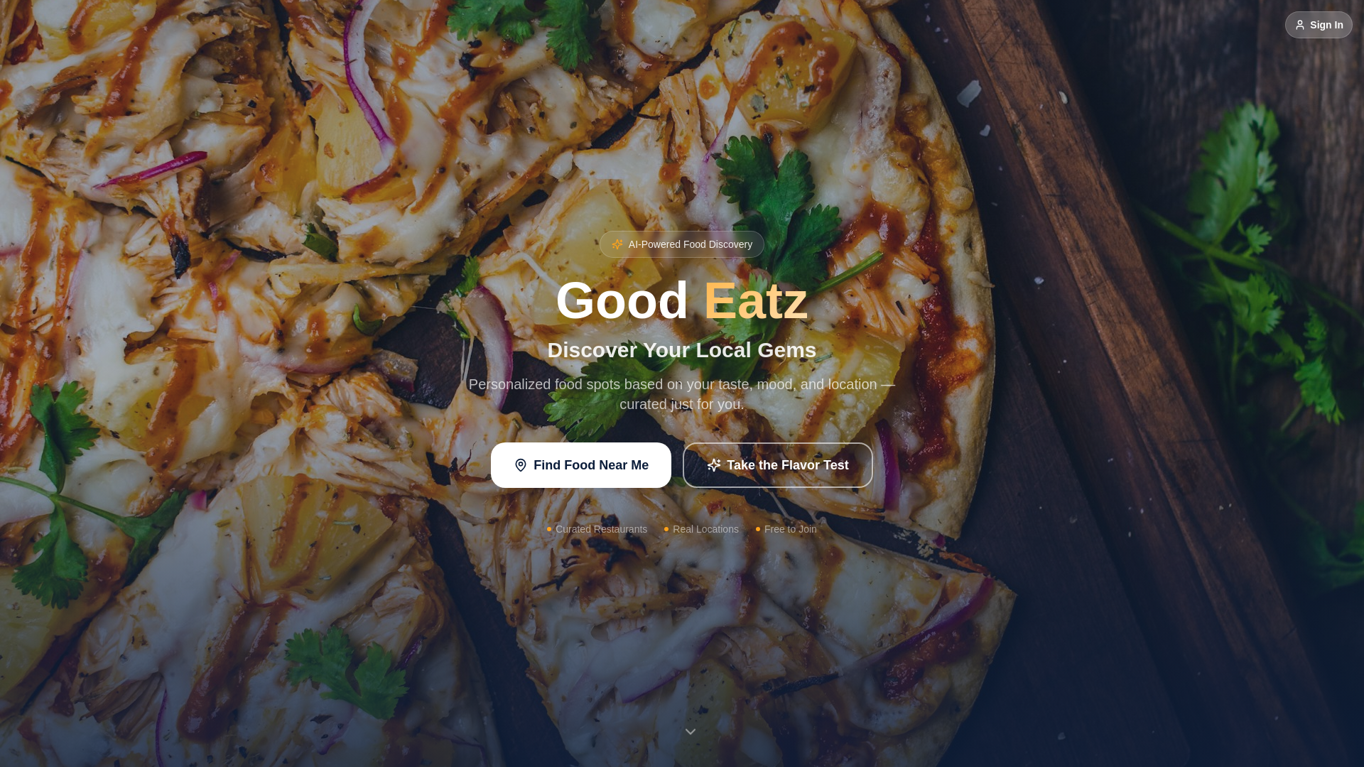 website screenshot of https://goodeatz.food/