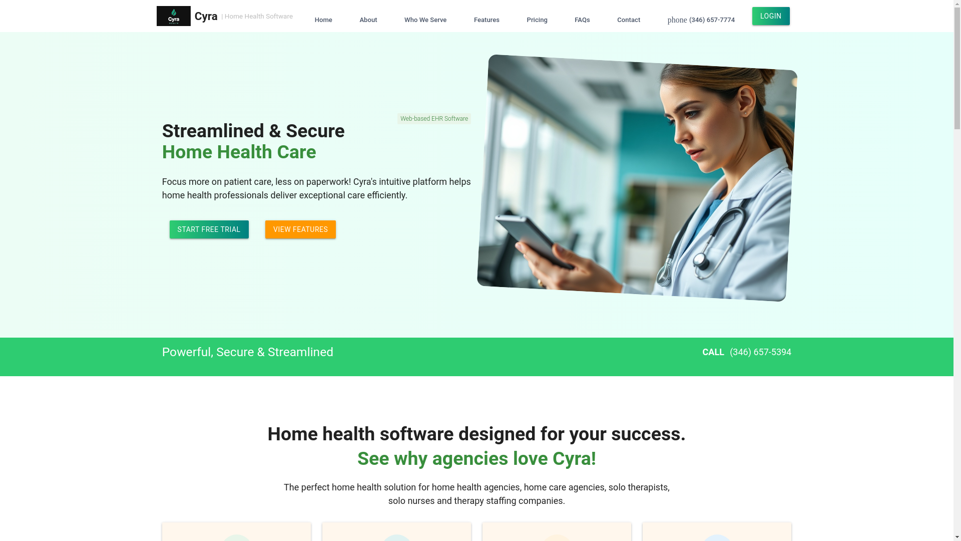 website screenshot of https://cyrahealth.pages.dev/