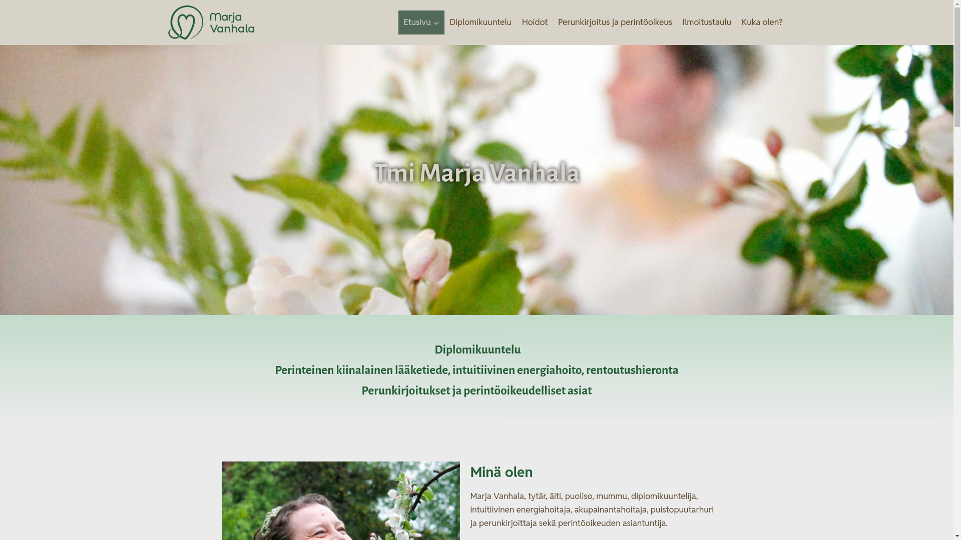 website screenshot of https://marjavanhala.fi/